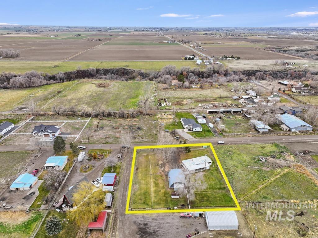 View of rural area with property boundaries highlighted