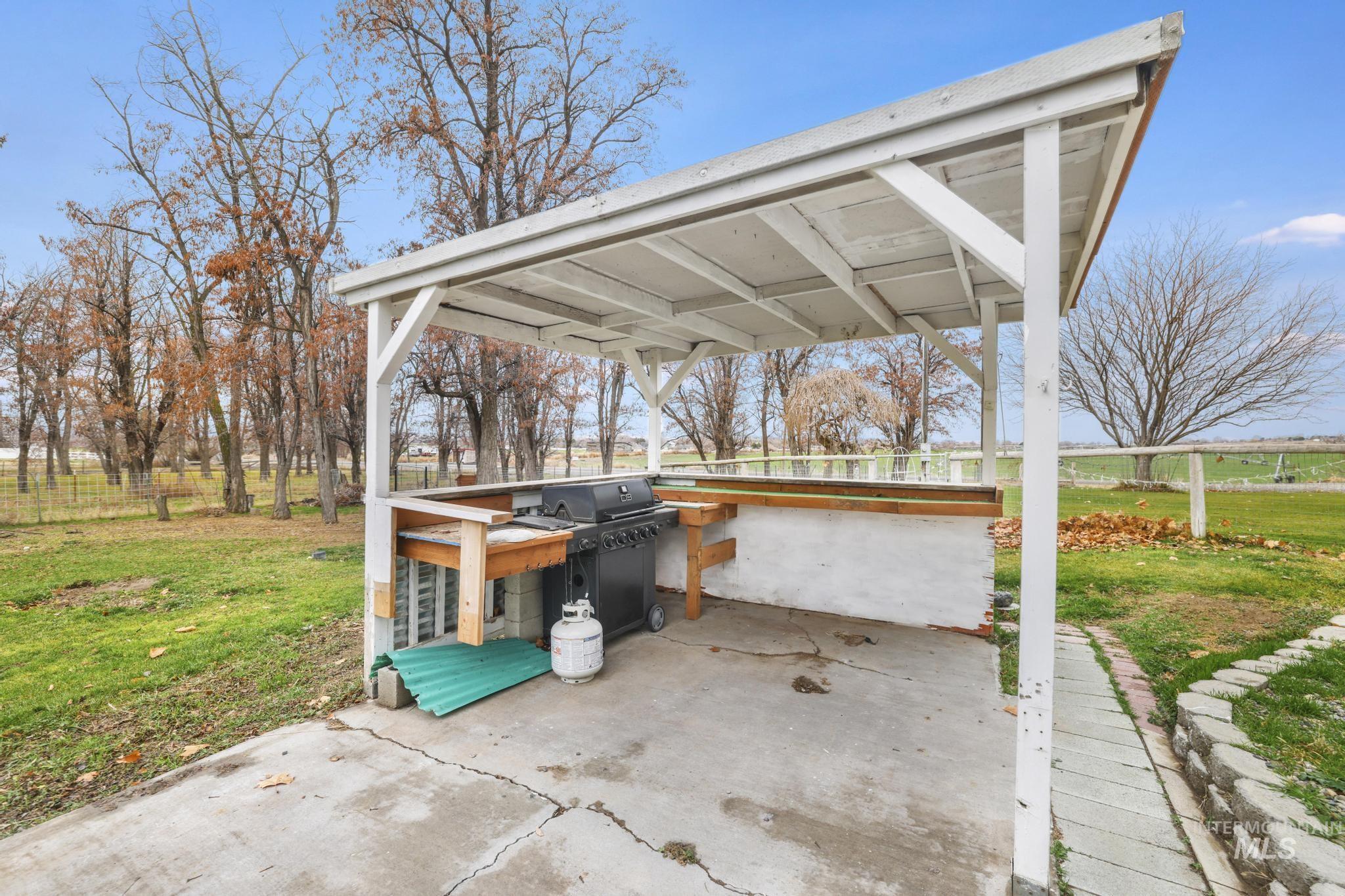 View of patio featuring grilling area