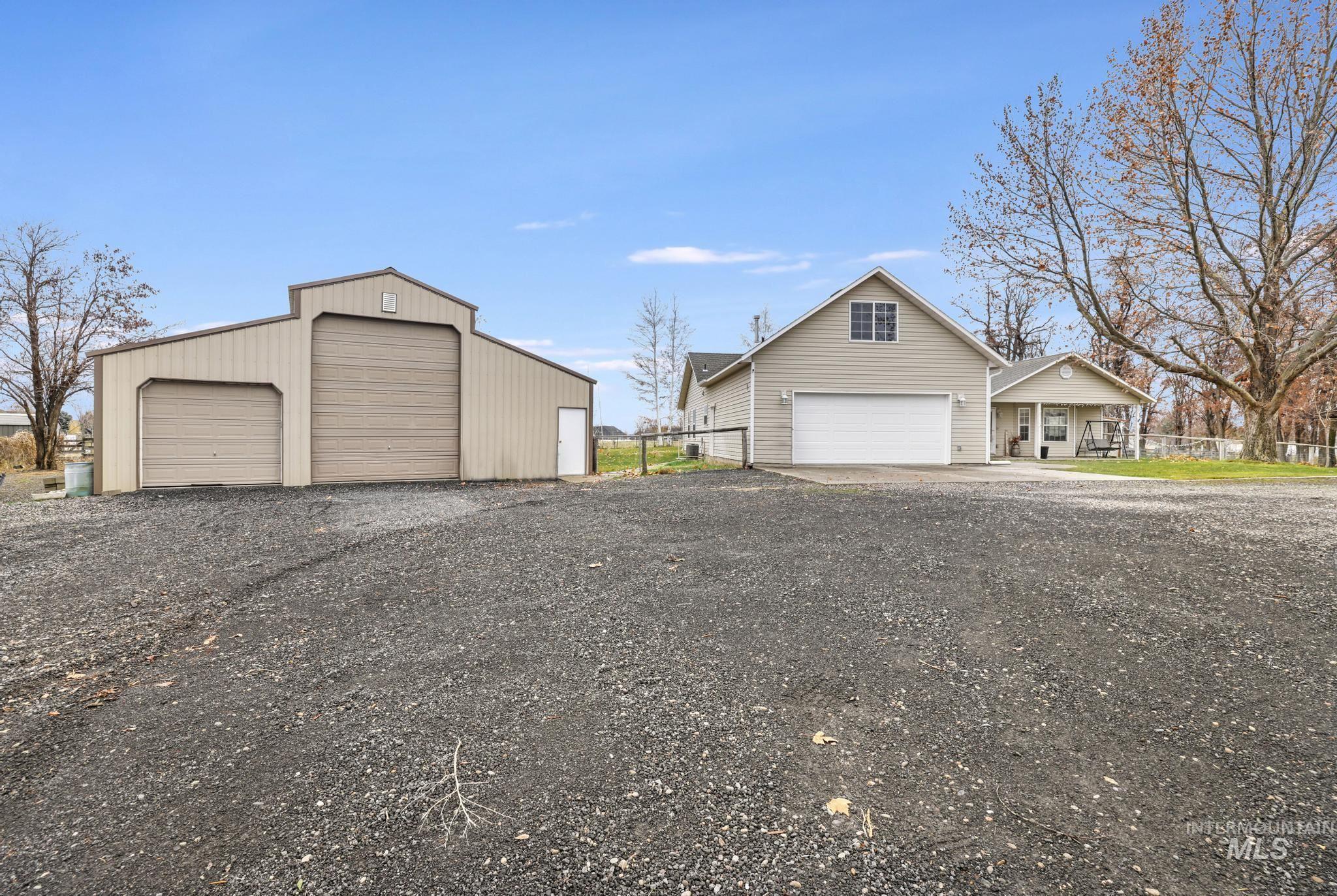 View of detached garage