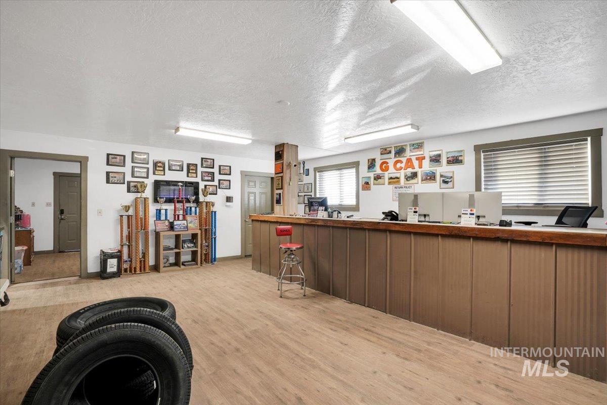 Kitchen with a textured ceiling