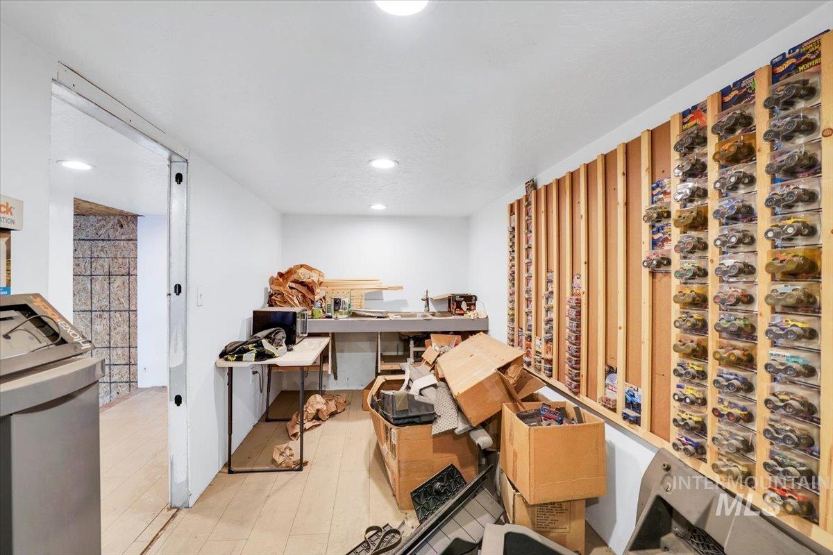 Wine cellar with recessed lighting