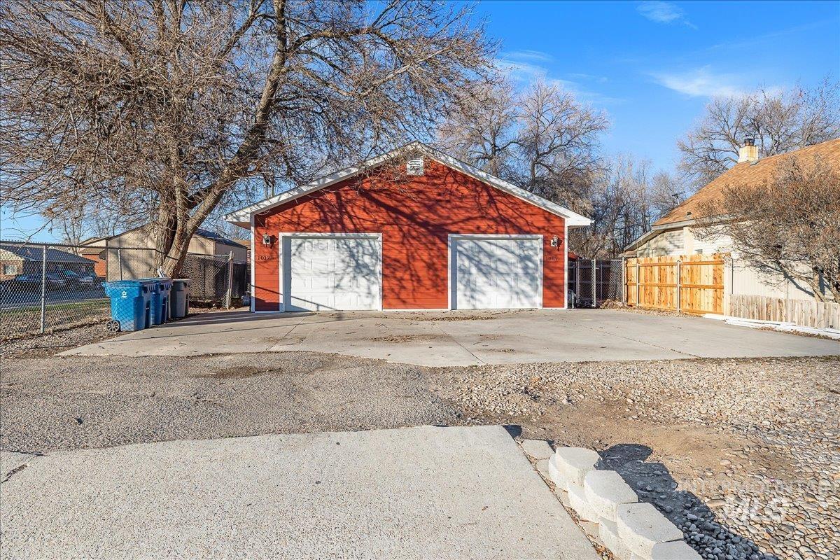 View of detached garage