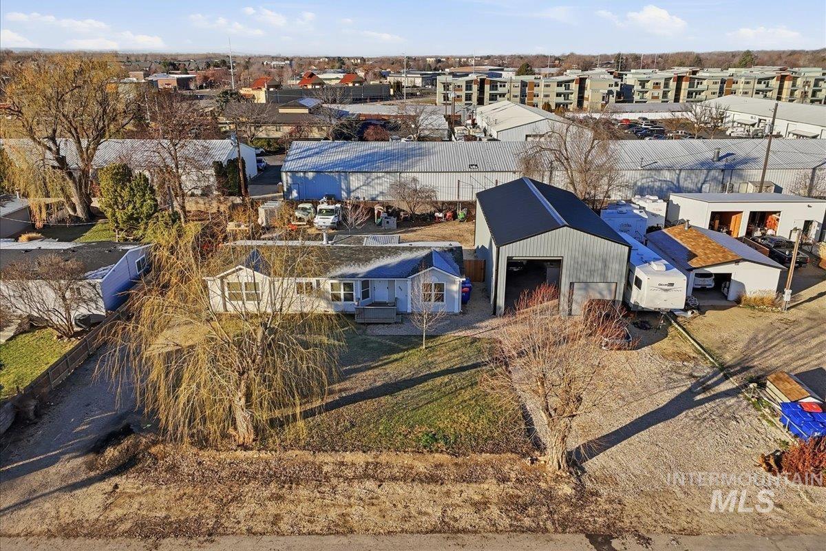 Aerial perspective of suburban area