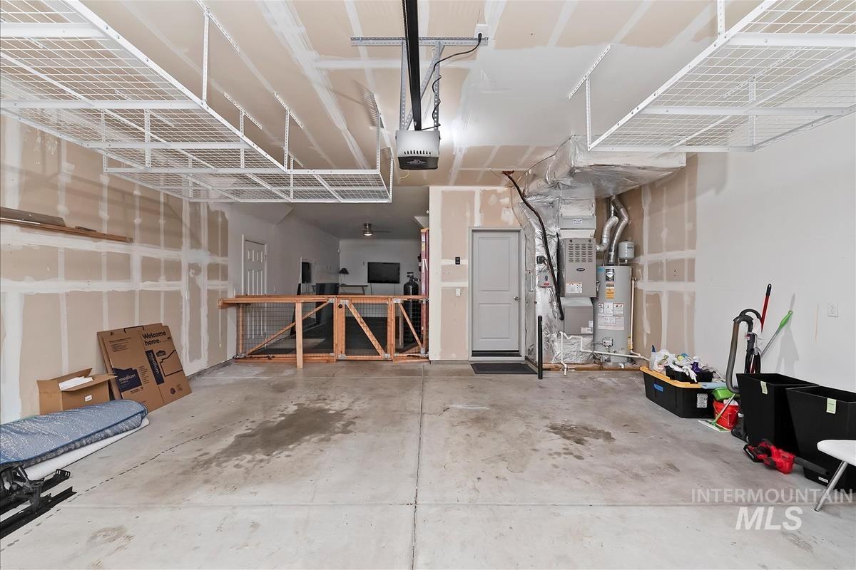 Double Deep garage with dog run and set up for home gym.