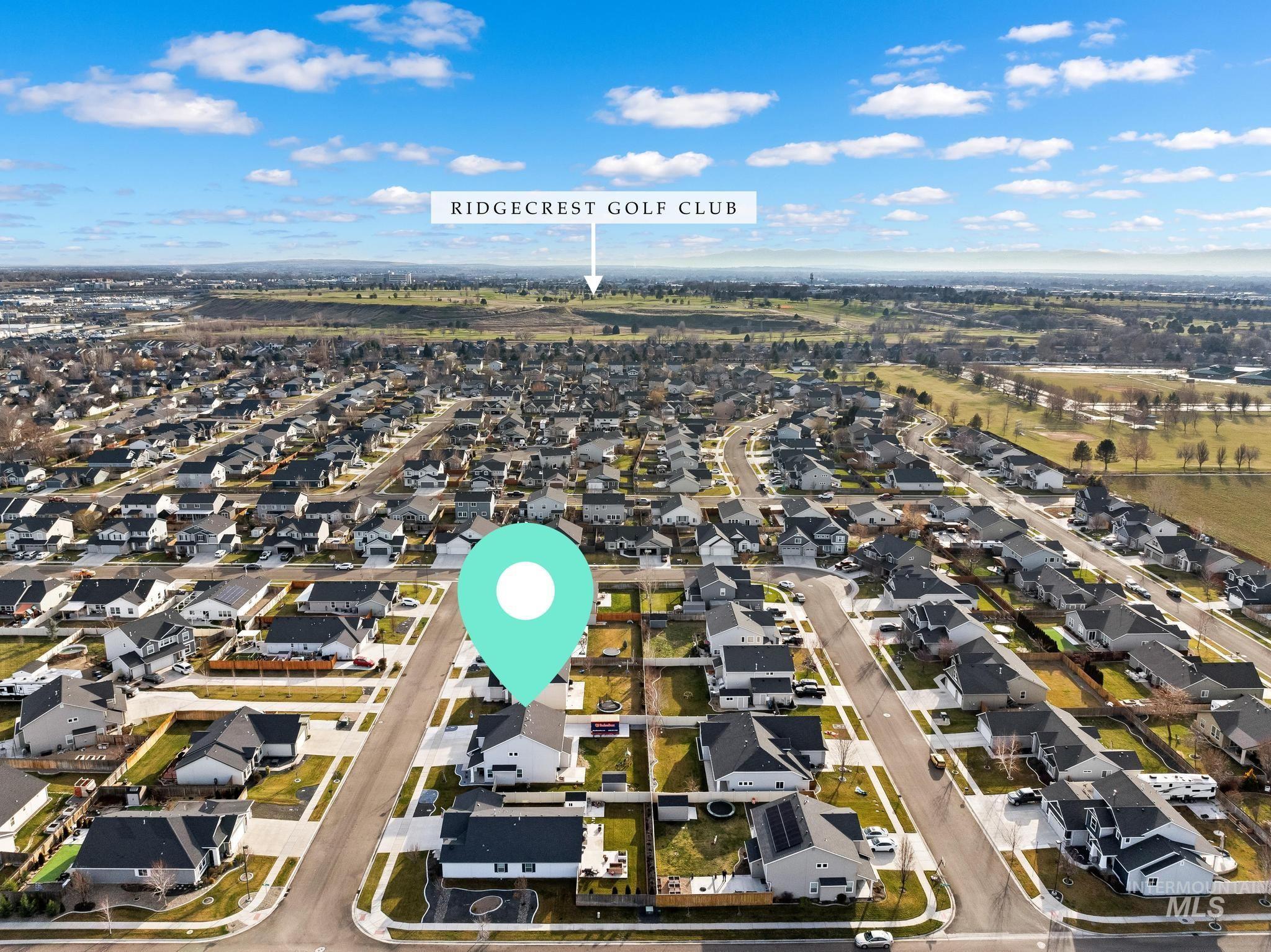 Aerial perspective of suburban area