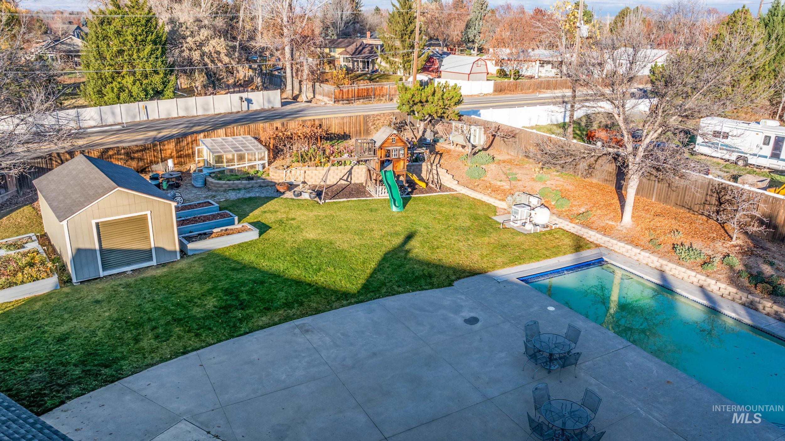 Aerial view of residential area
