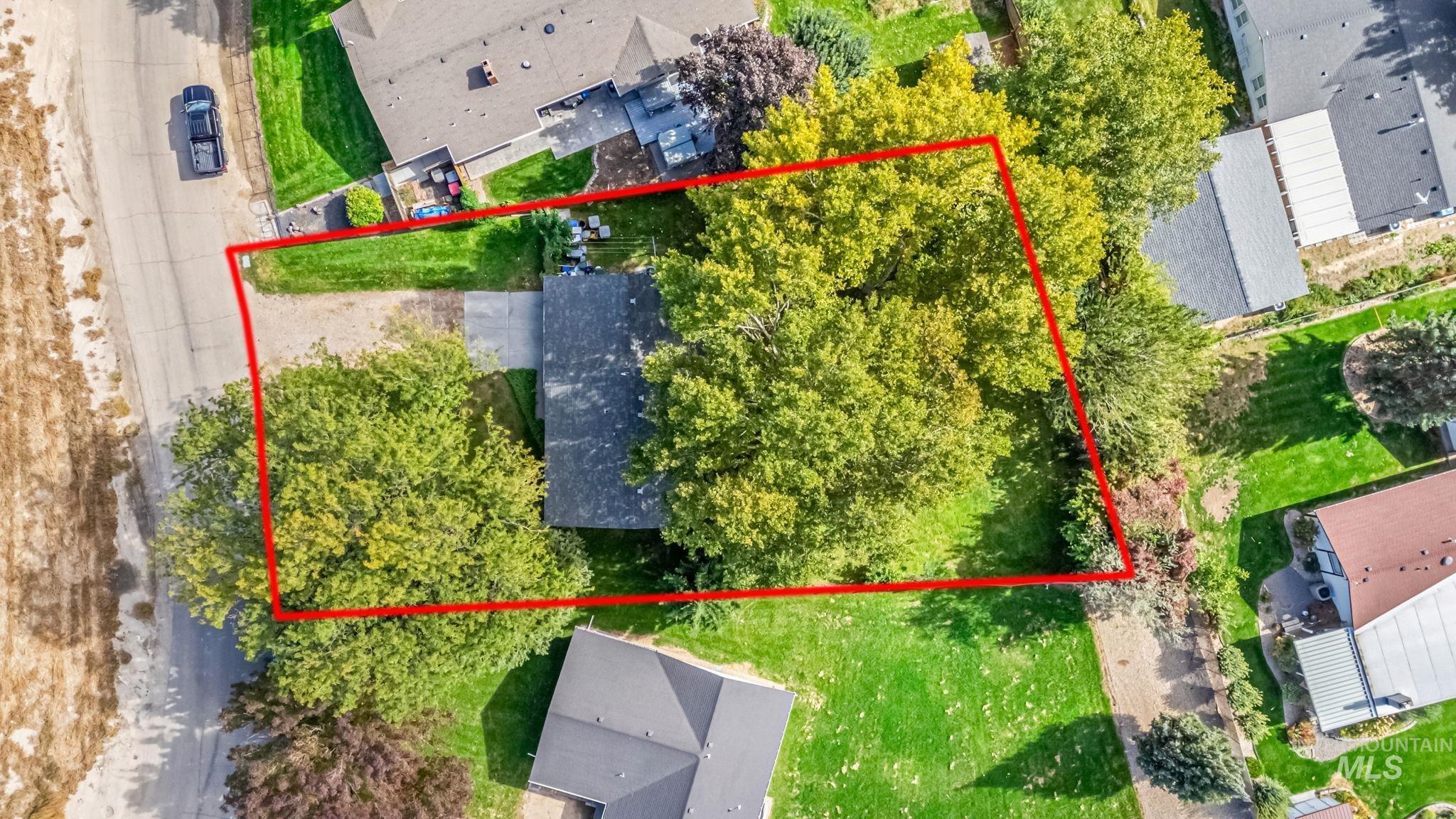 Aerial perspective of suburban area