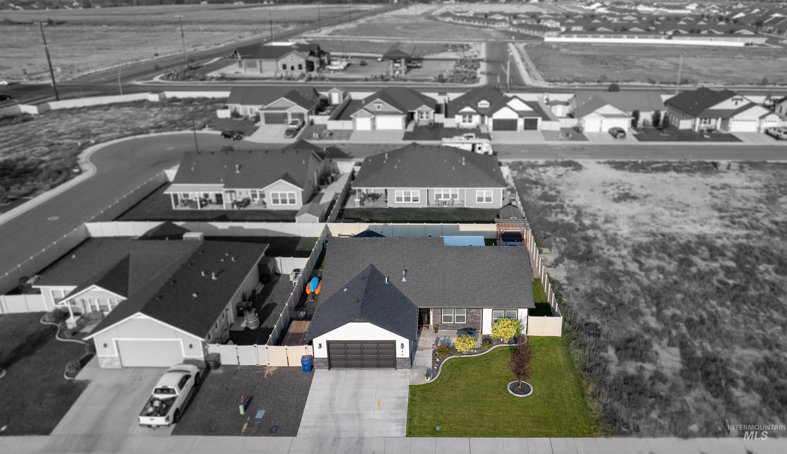 Aerial view of residential area