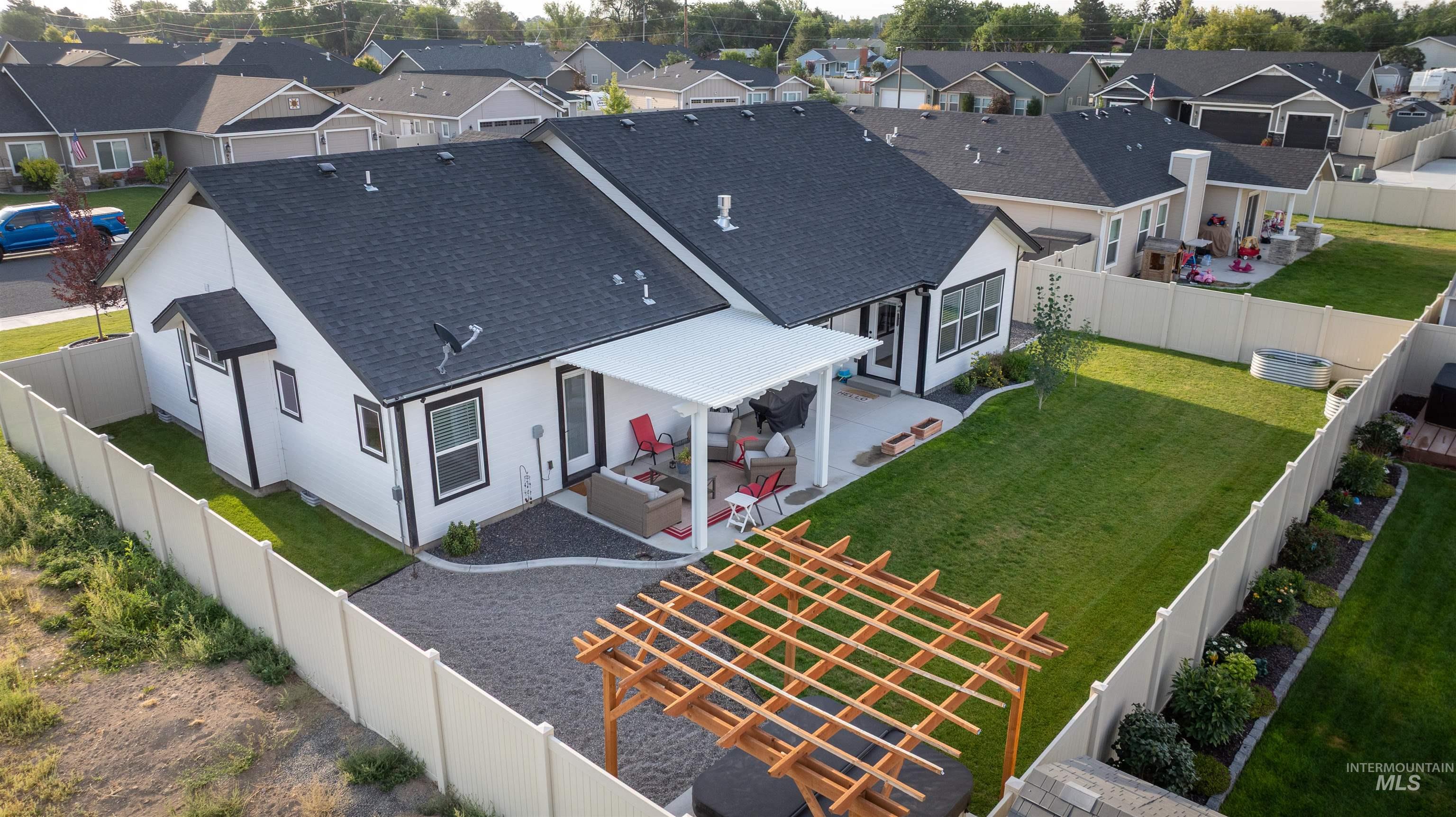Aerial perspective of suburban area