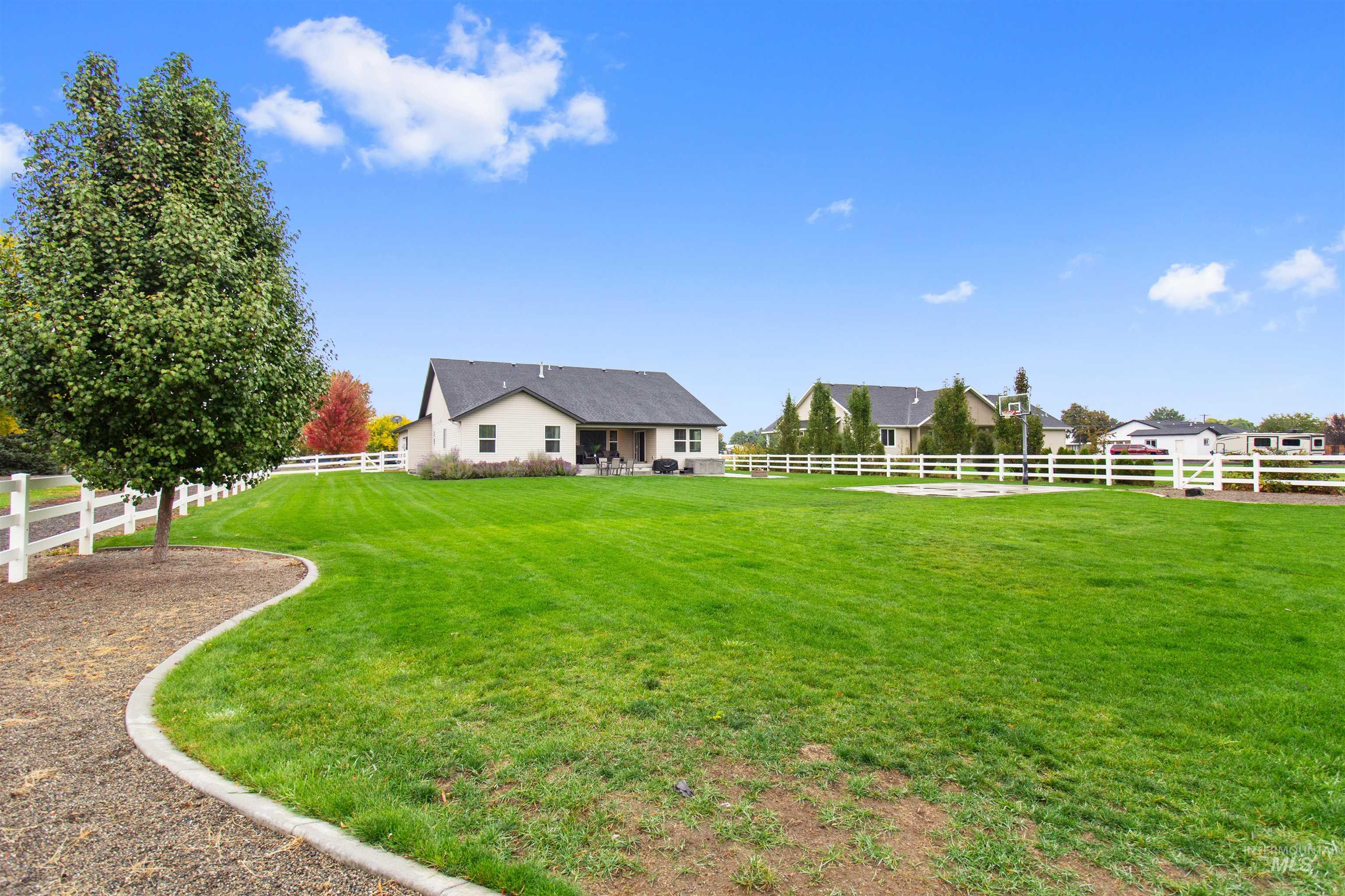View of fenced backyard