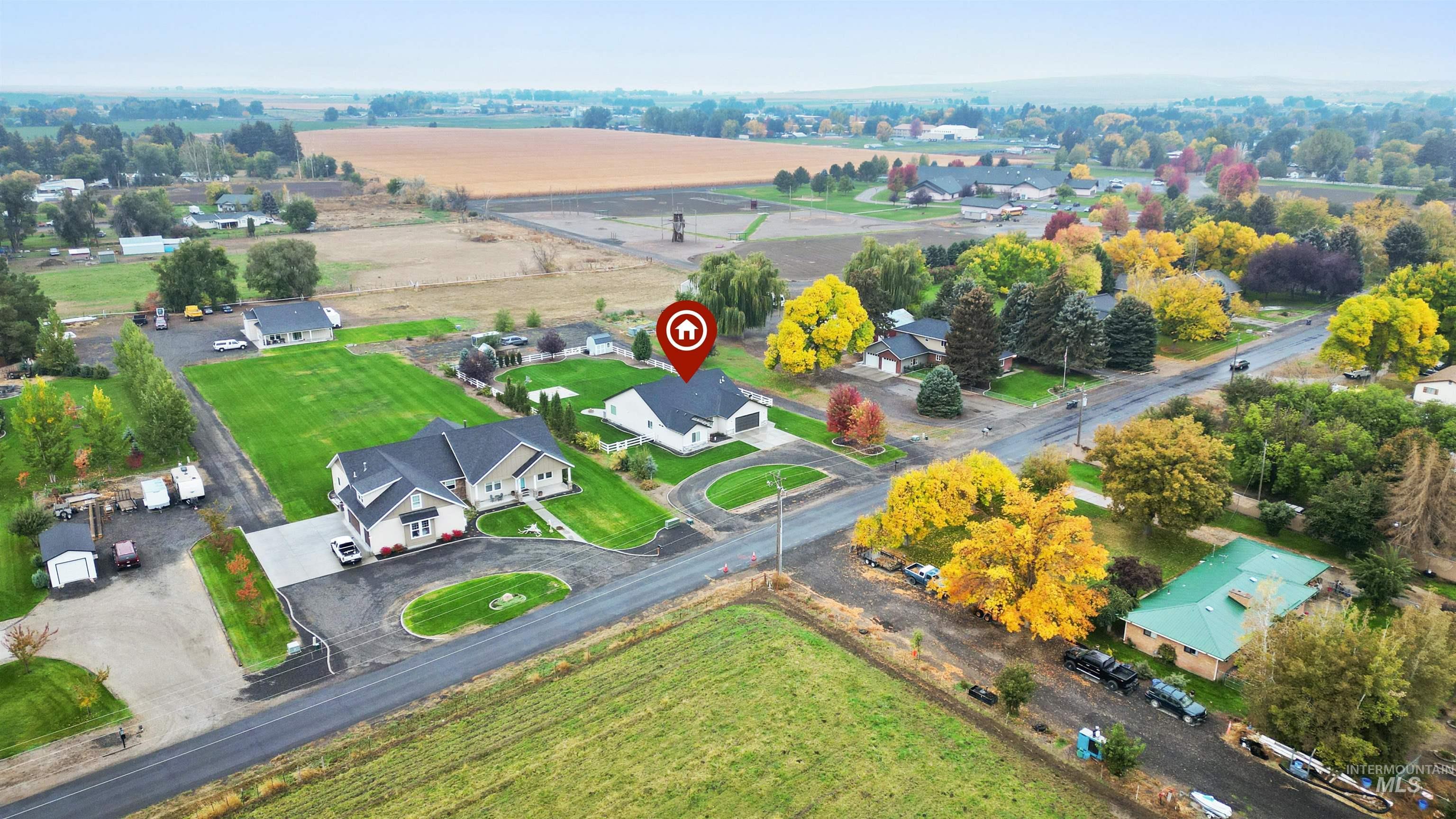 Aerial perspective of suburban area
