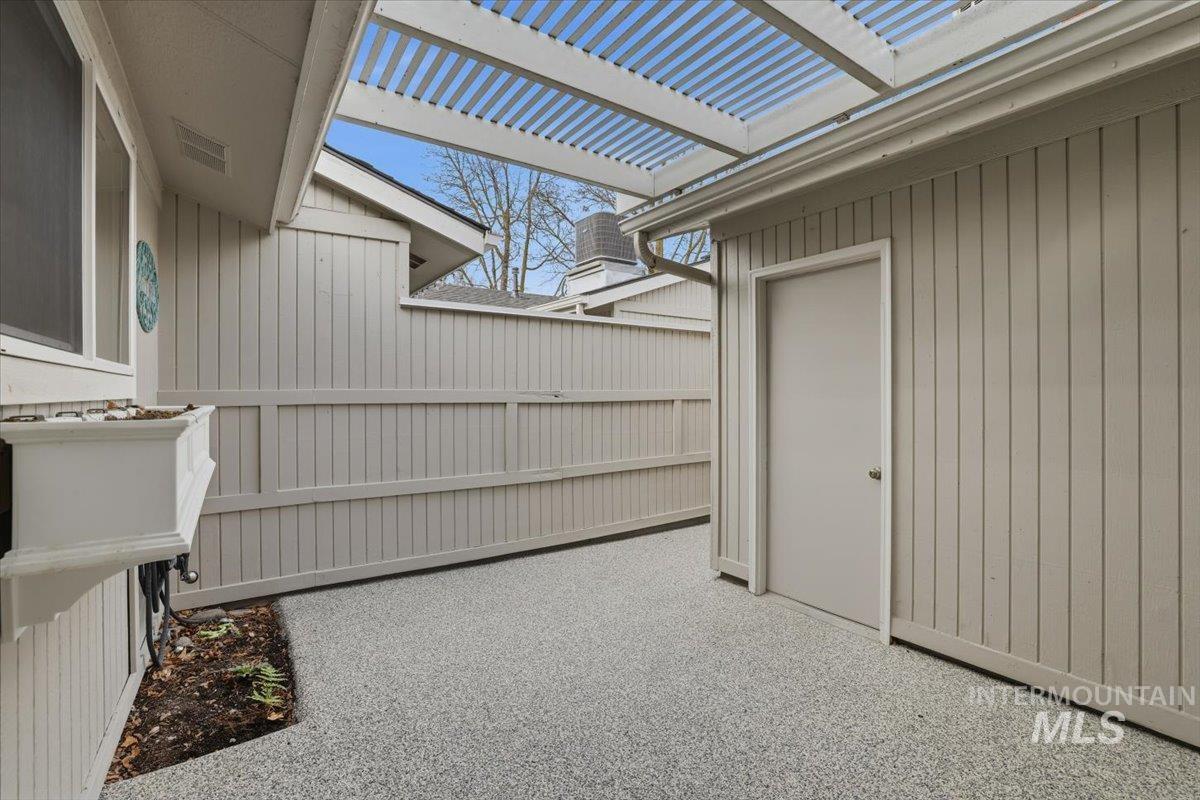 View of patio featuring a pergola
