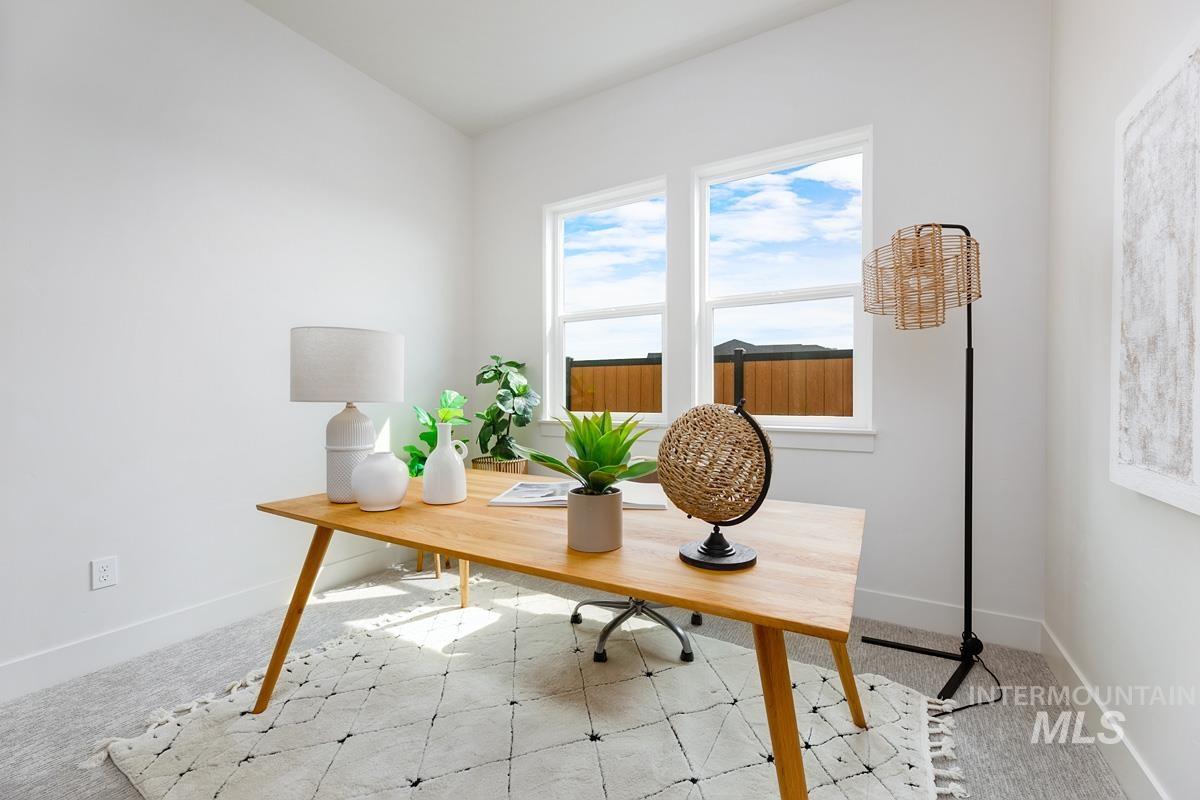 Office space with light carpet