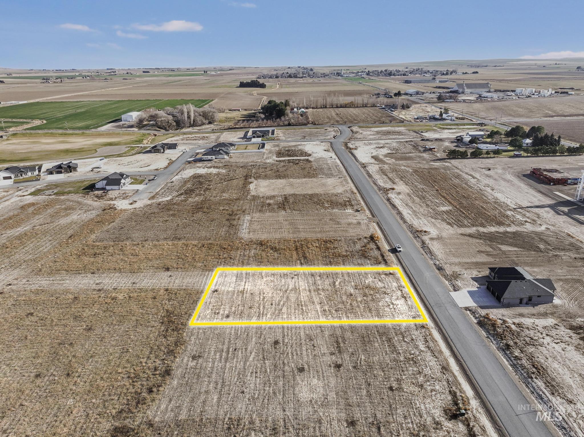 Overview of rural landscape with extensive farmland and property boundaries highlighted