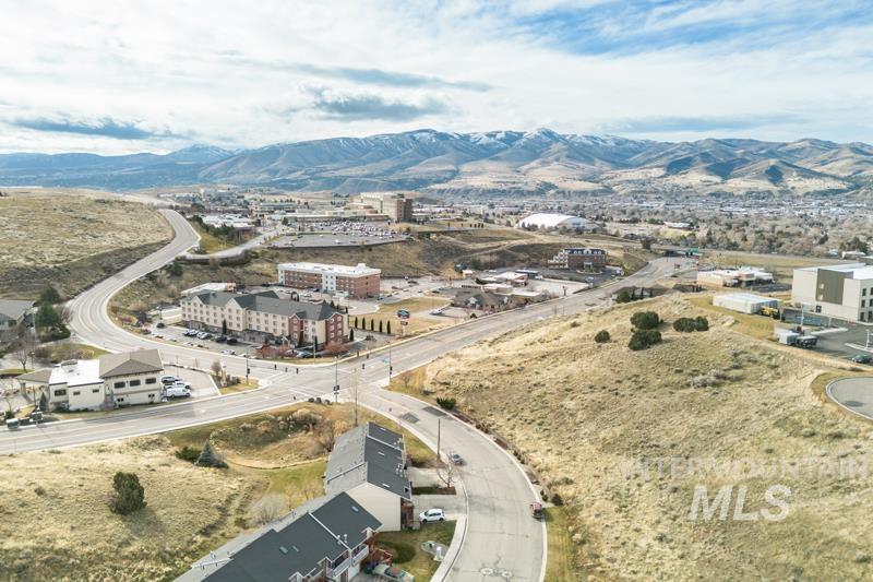 Aerial view of a mountain backdrop