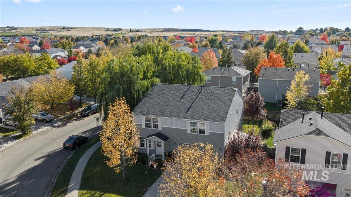 Aerial view of residential area