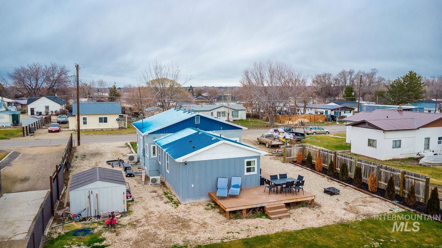 Aerial perspective of suburban area