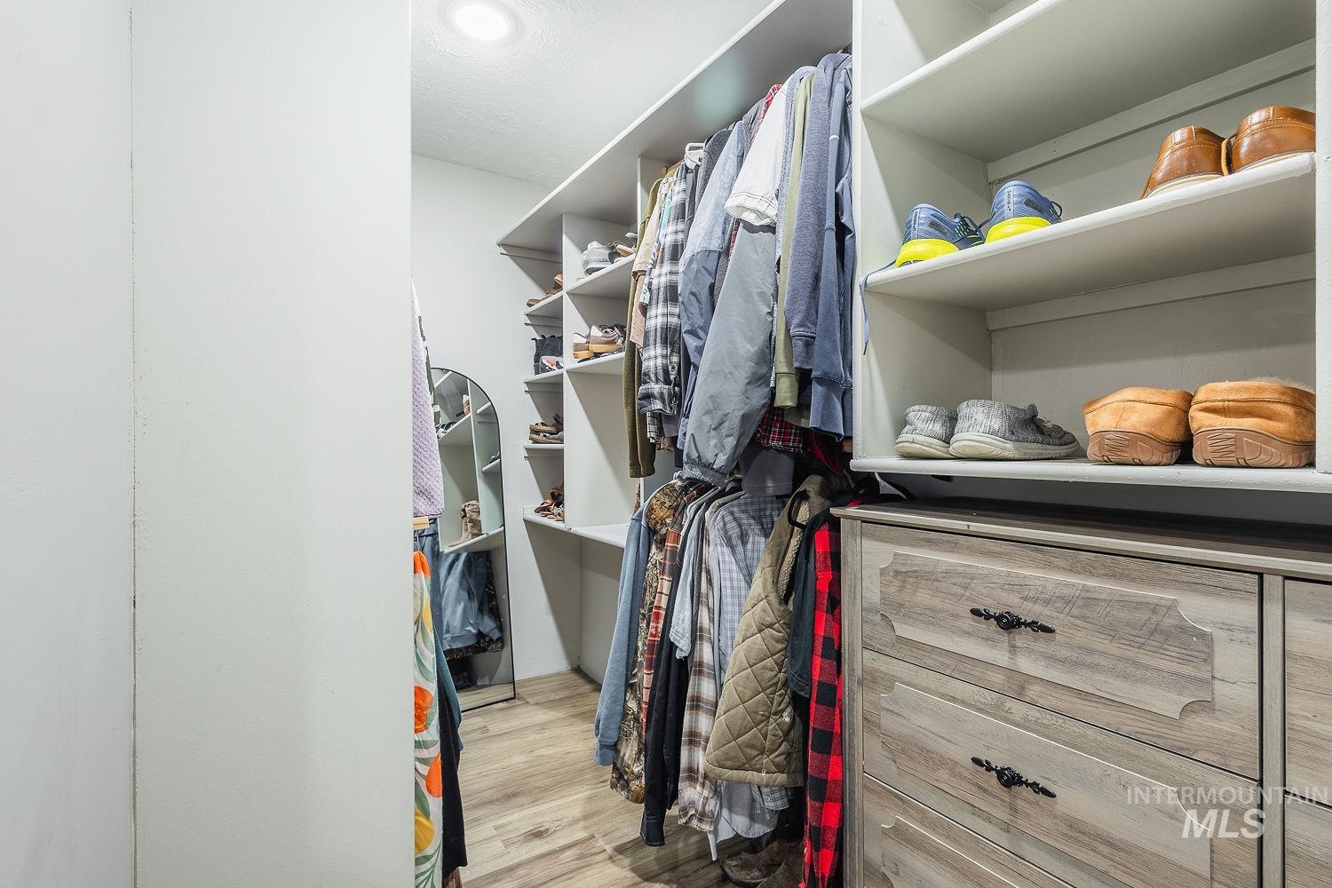 Spacious closet featuring light wood-style floors