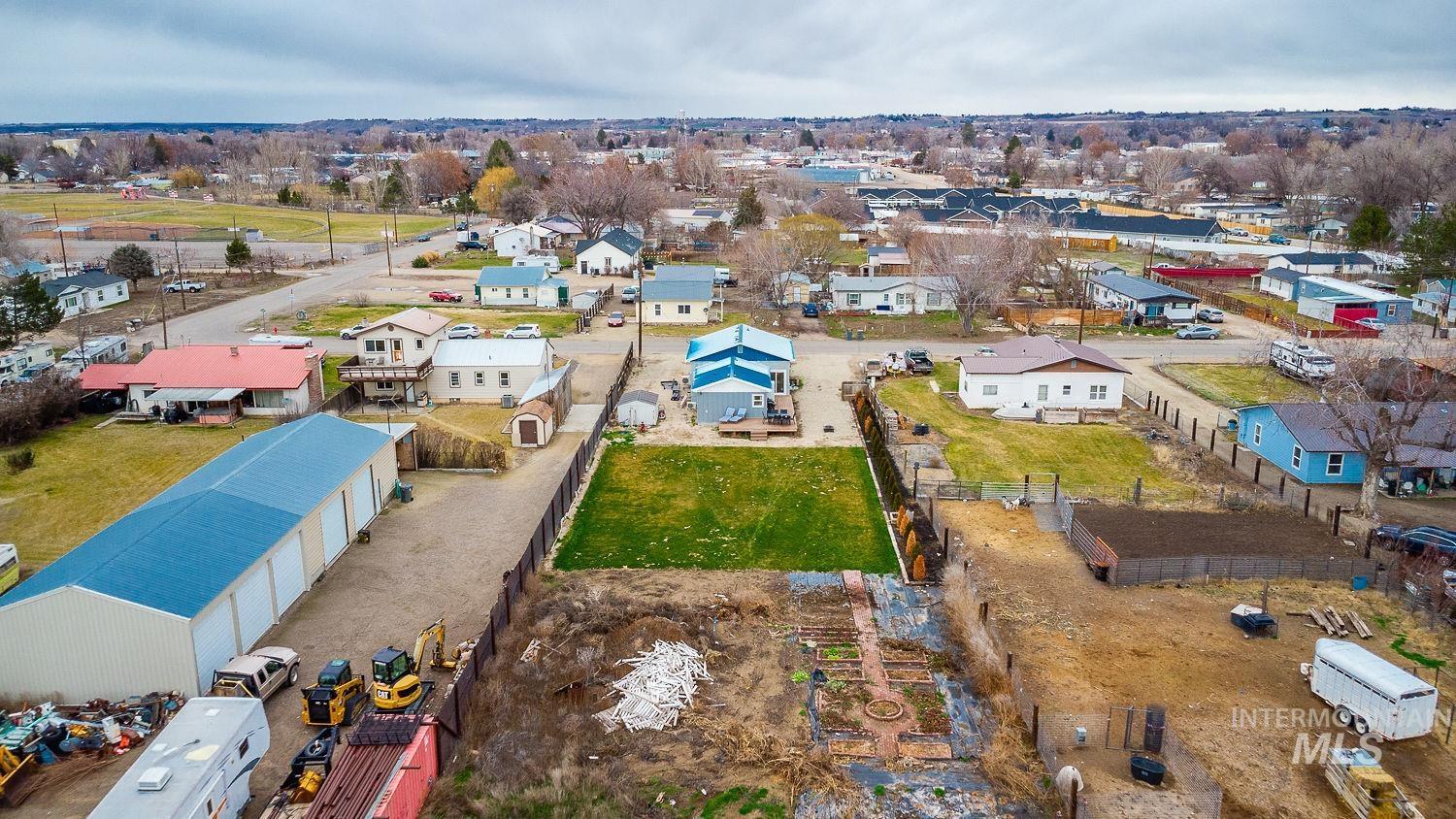Aerial perspective of suburban area