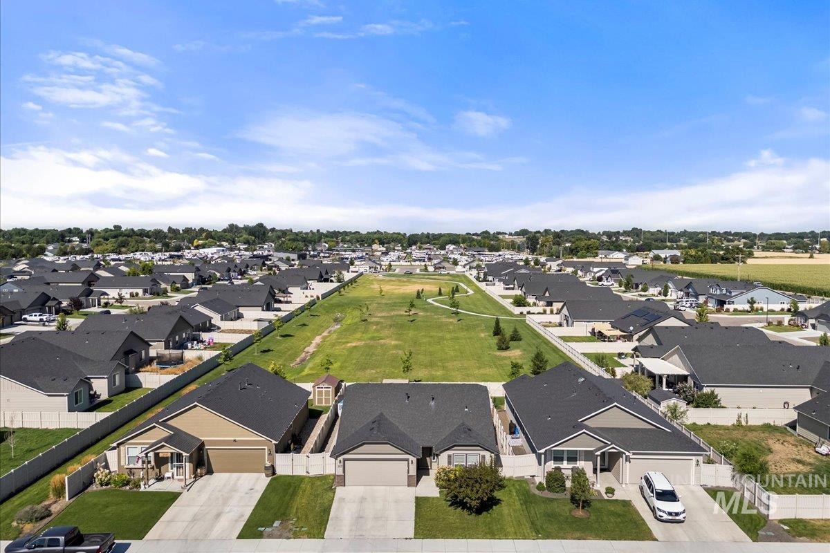 Aerial perspective of suburban area