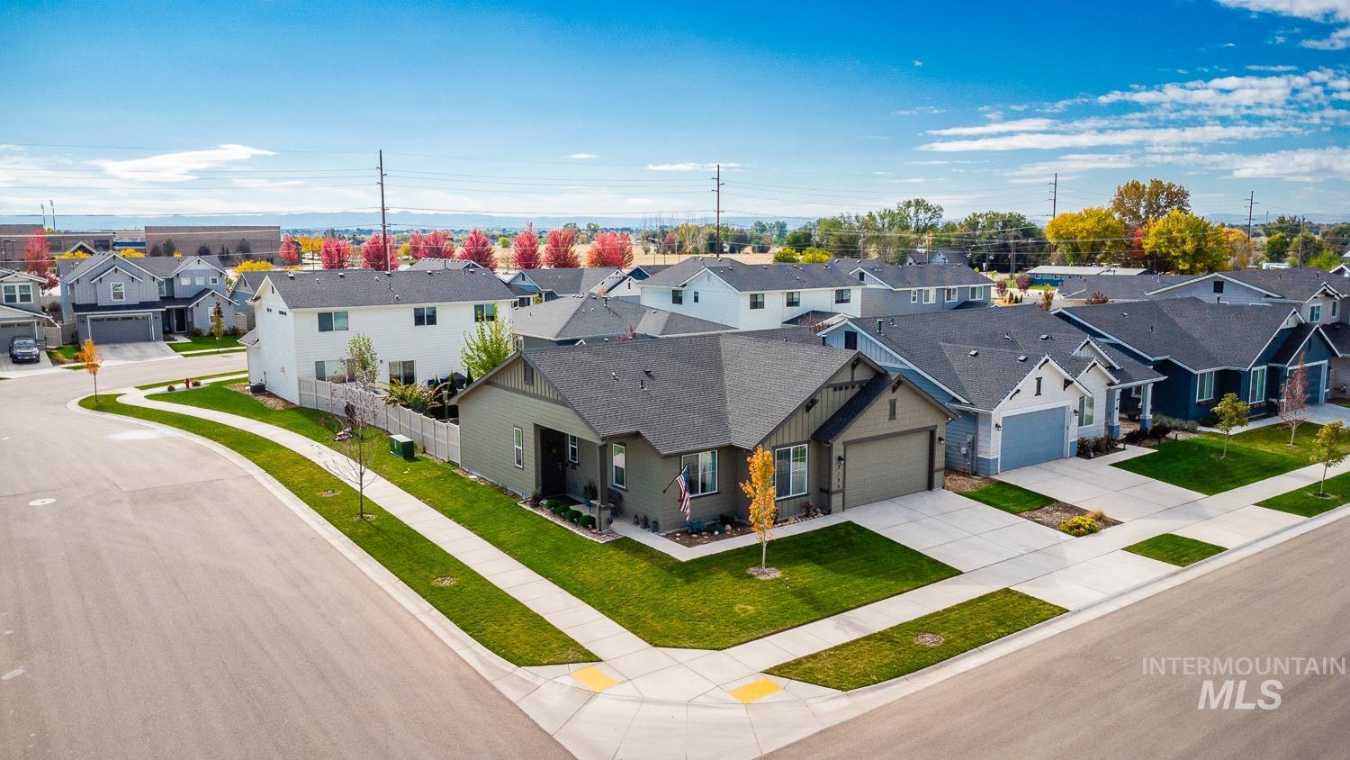 Aerial perspective of suburban area