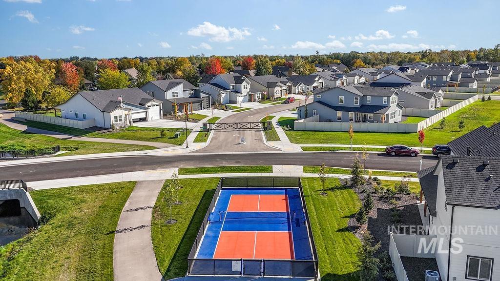 Aerial perspective of suburban area
