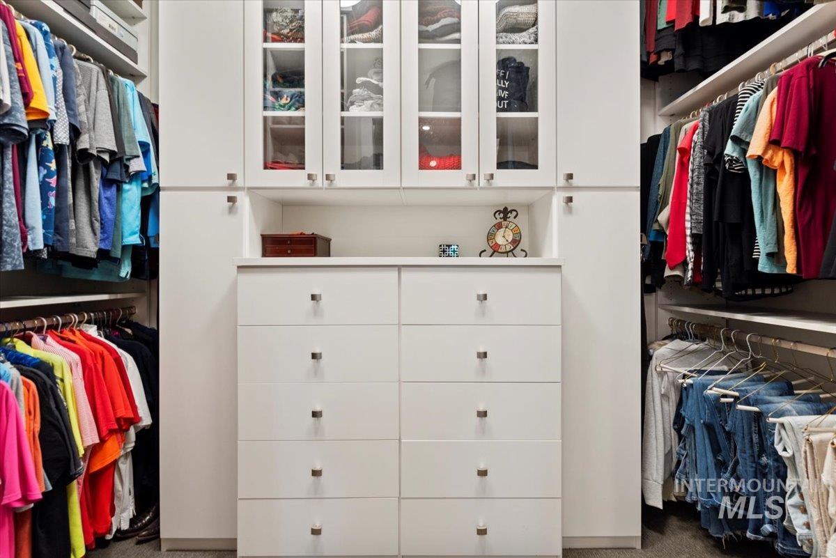 Spacious closet featuring carpet