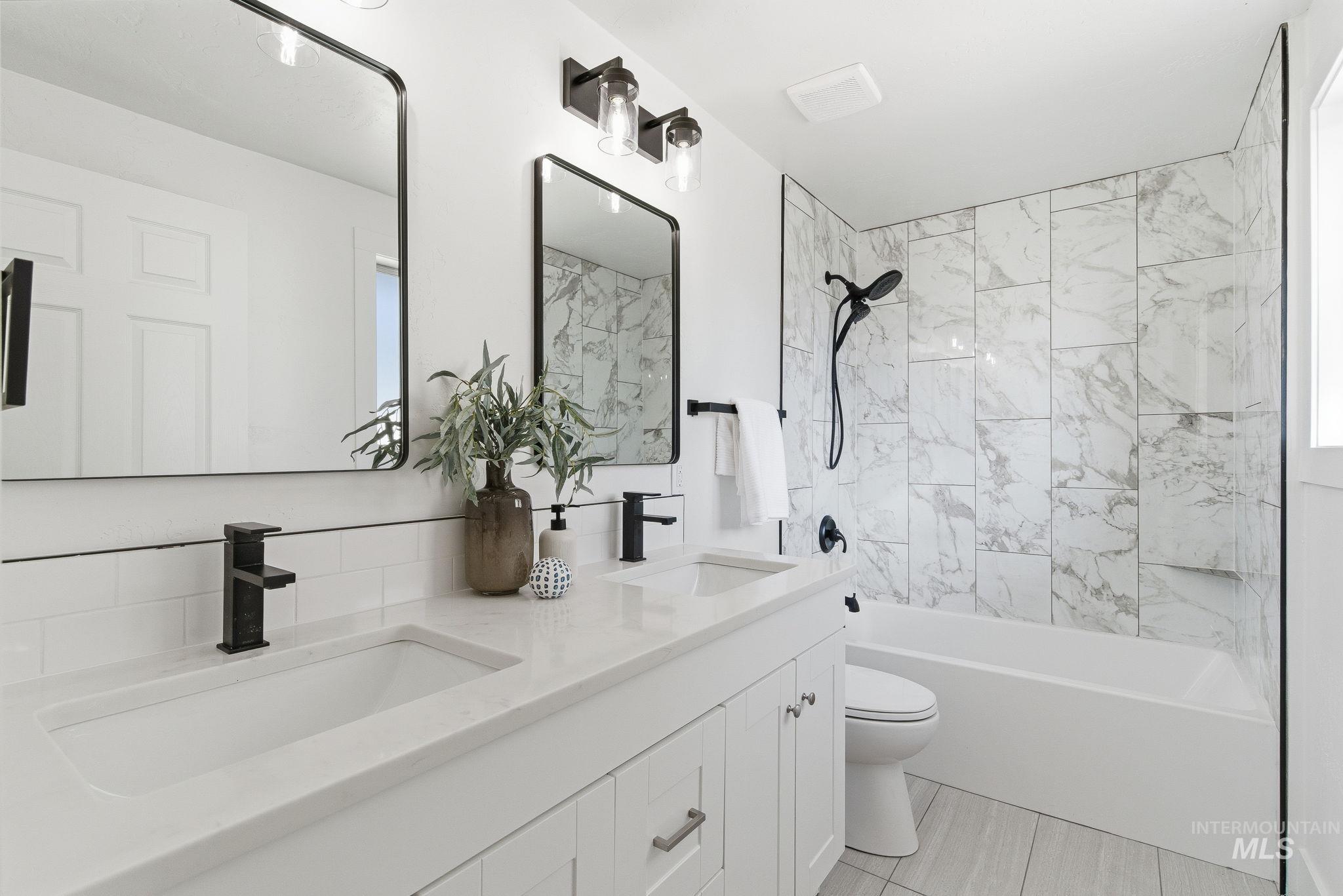Bathroom with  shower combination and double vanity