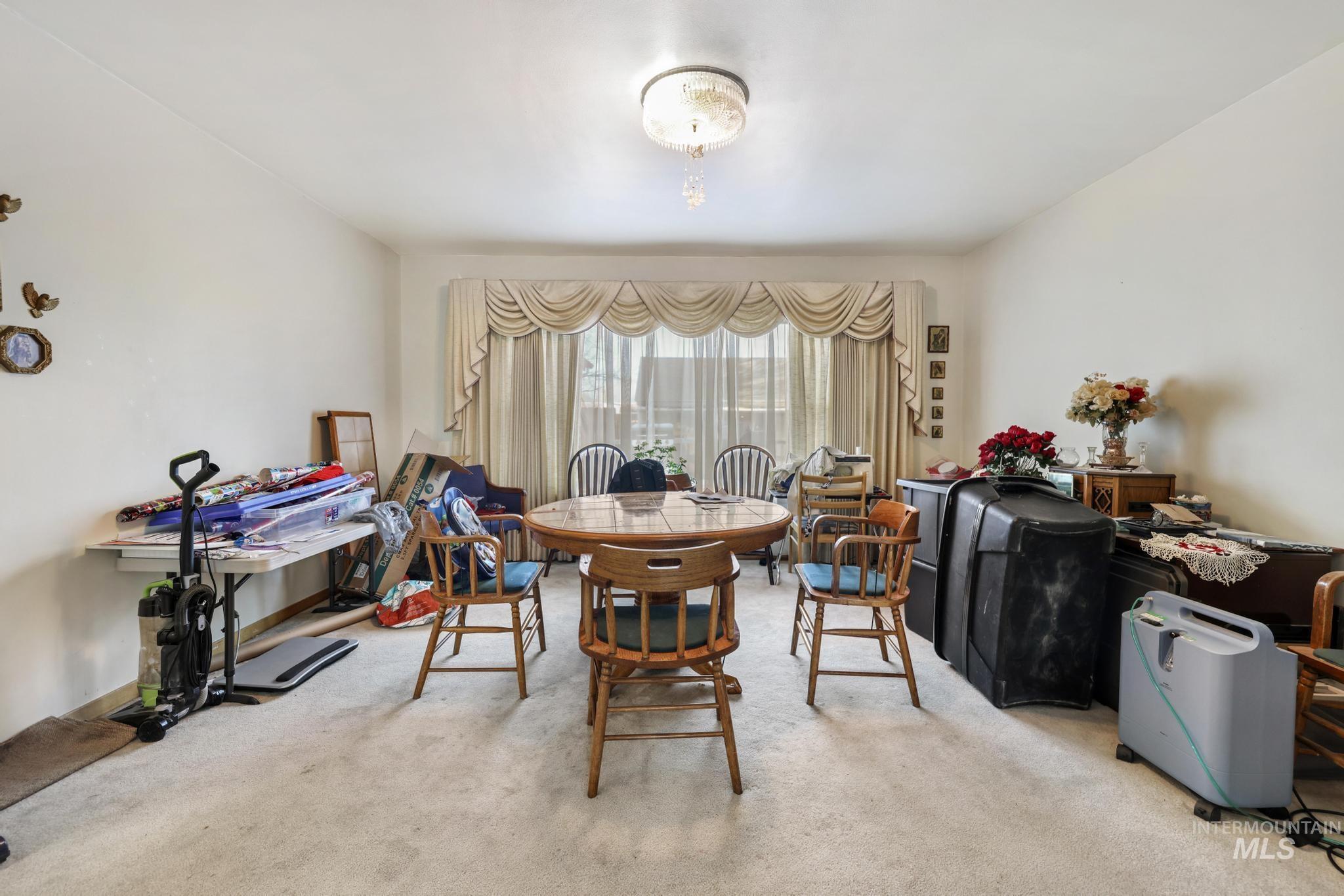 View of carpeted dining area