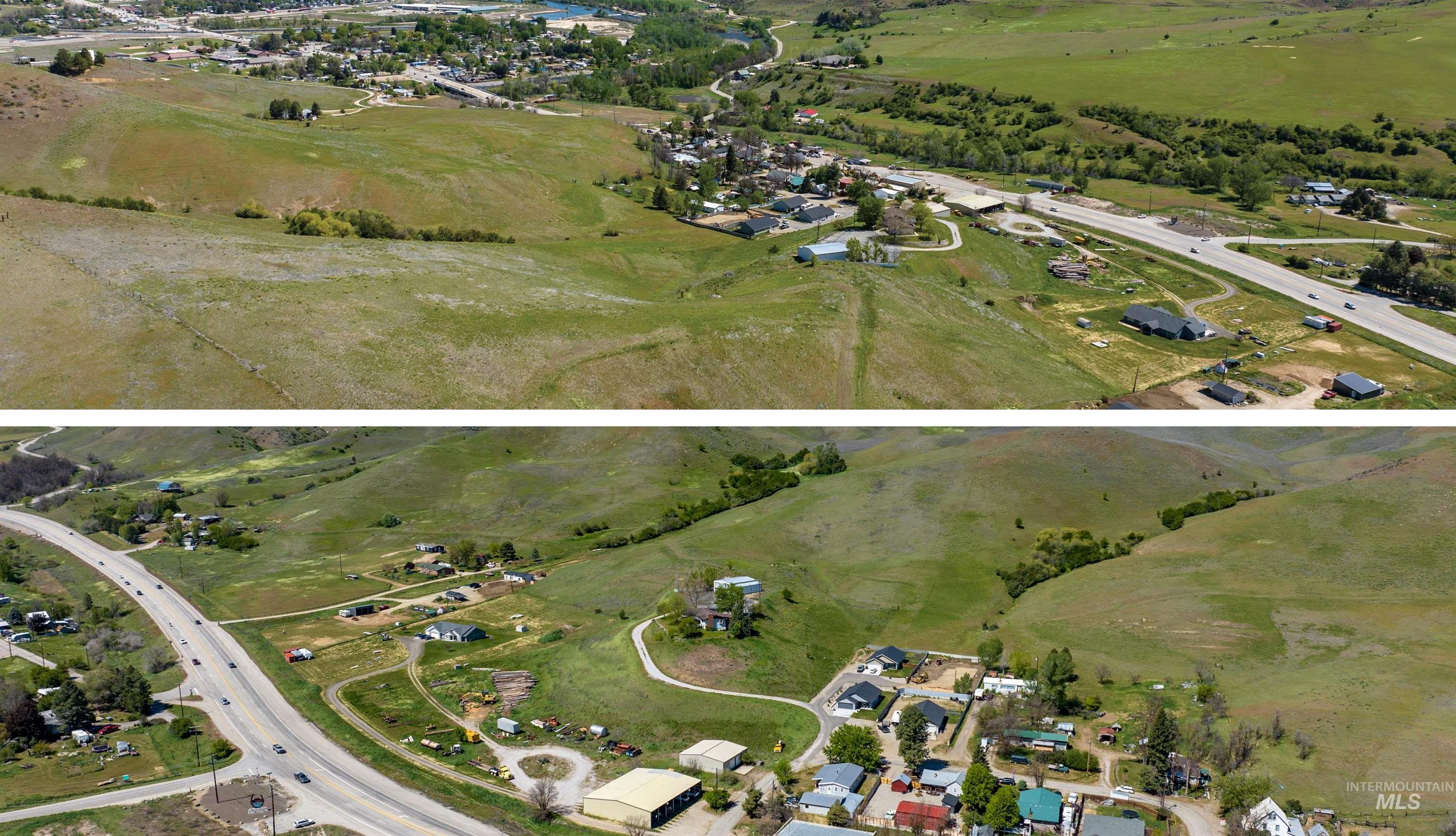 Aerial view of property's location with rural landscape