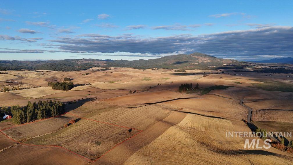 Aerial view of a mountainous background