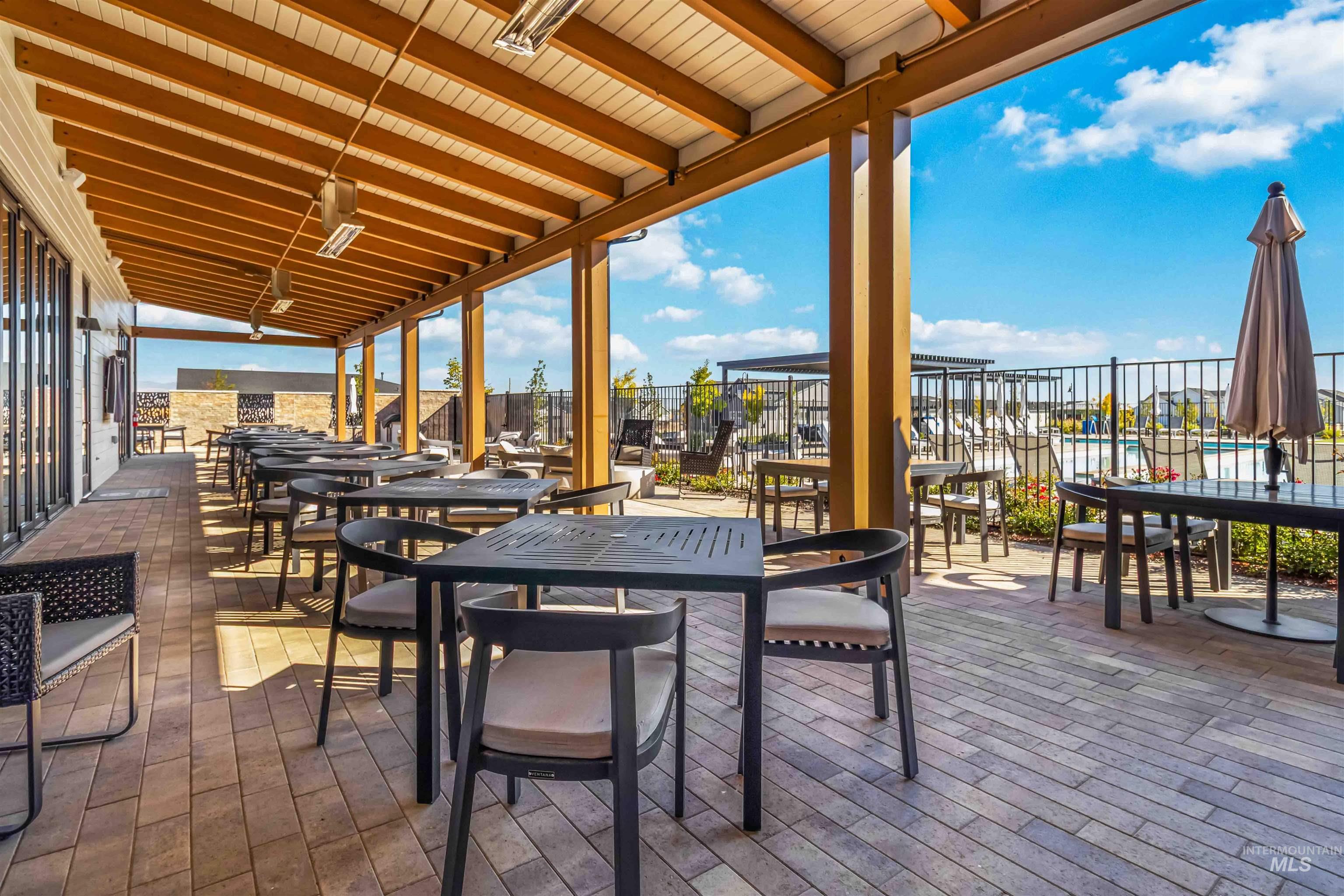 View of Club House outdoor patio dining area
