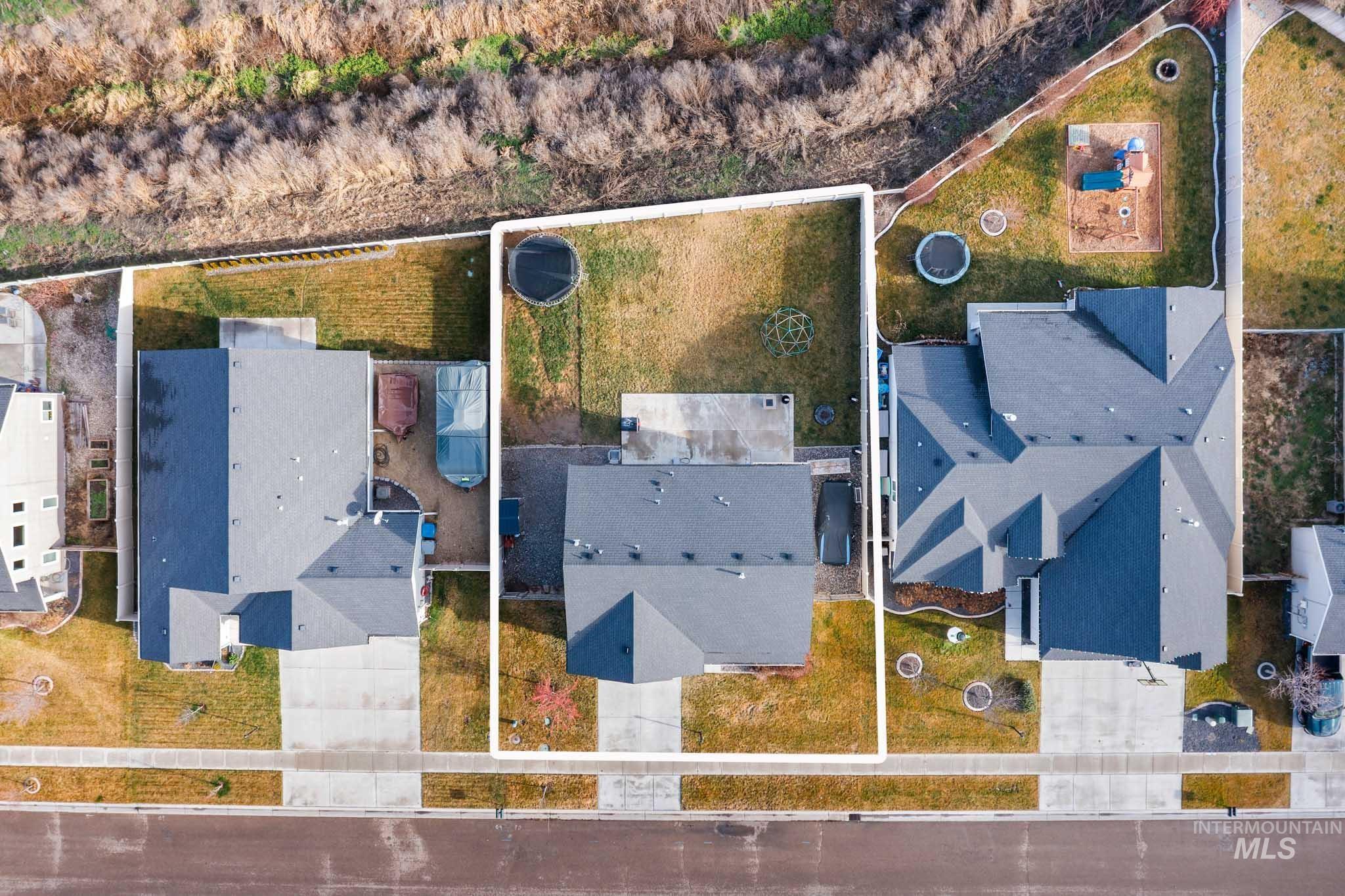 Aerial perspective of suburban area