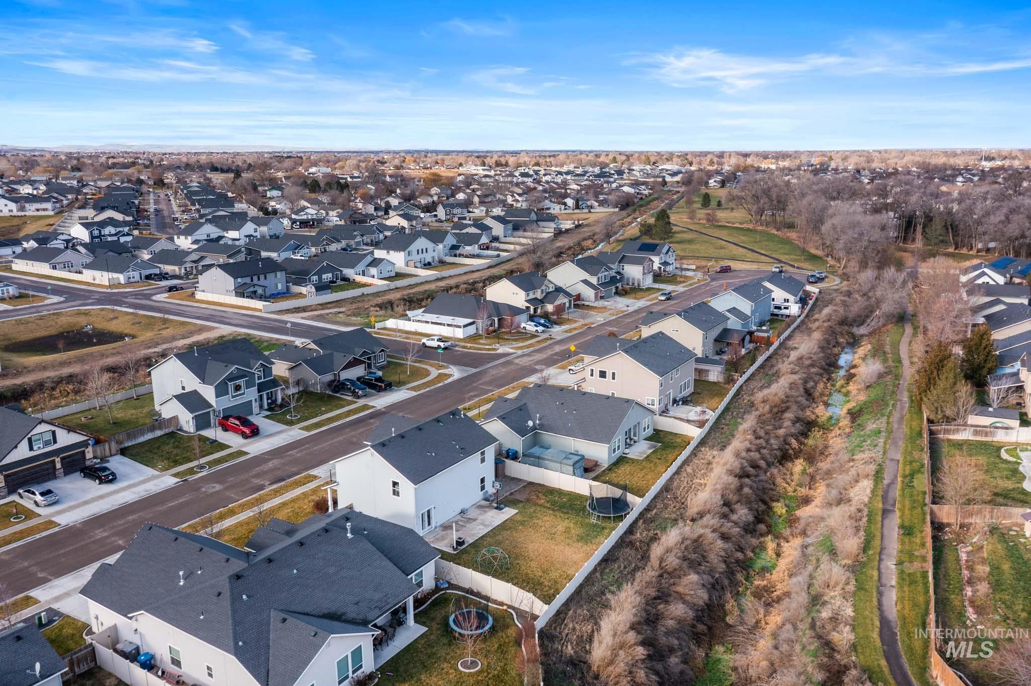 Aerial view of residential area