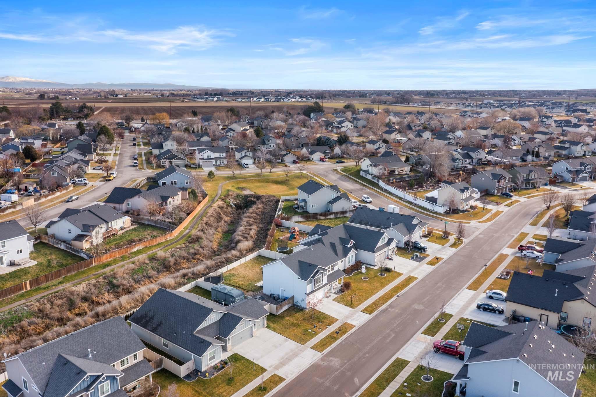 Aerial view of residential area