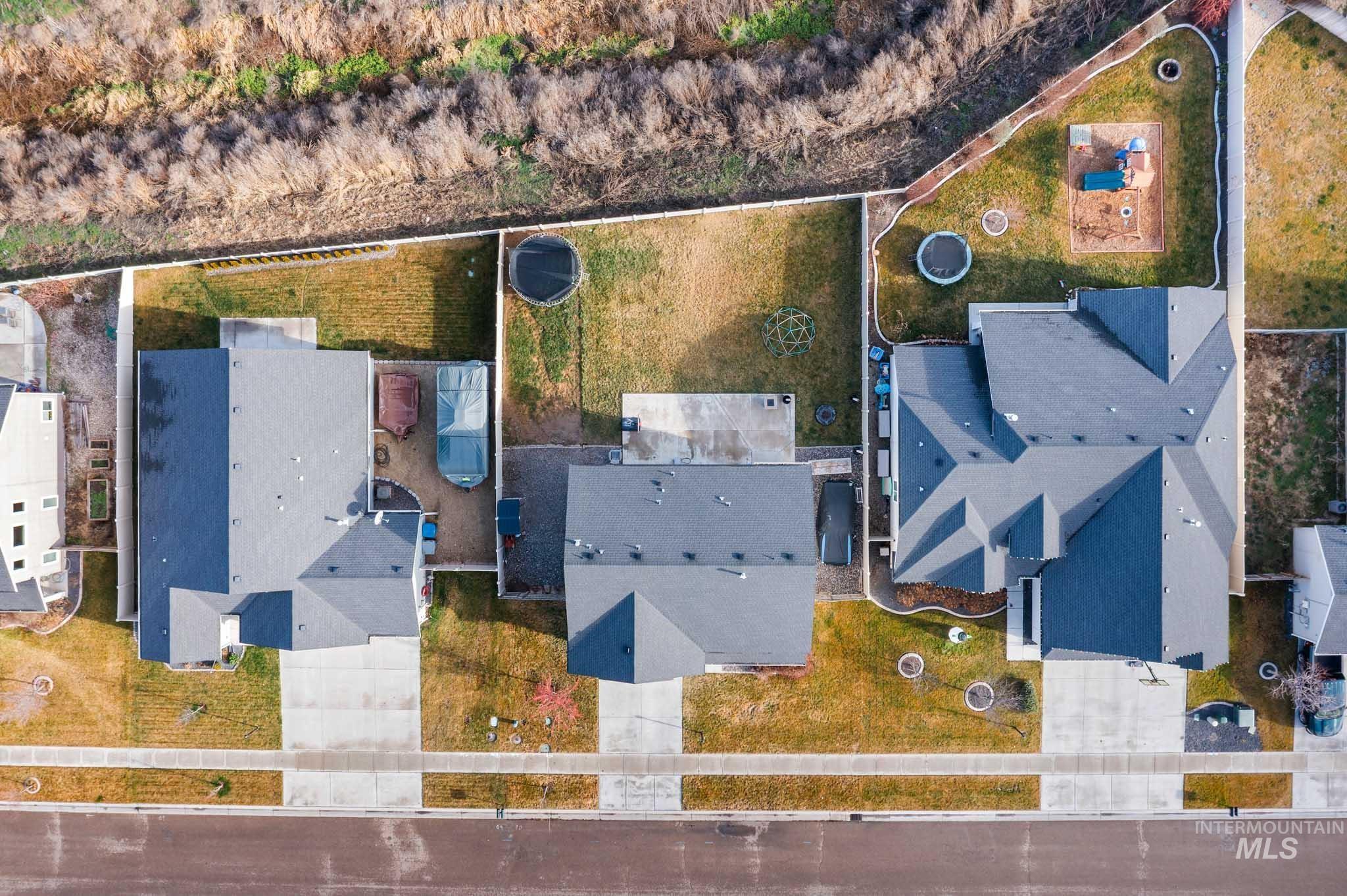 Aerial perspective of suburban area