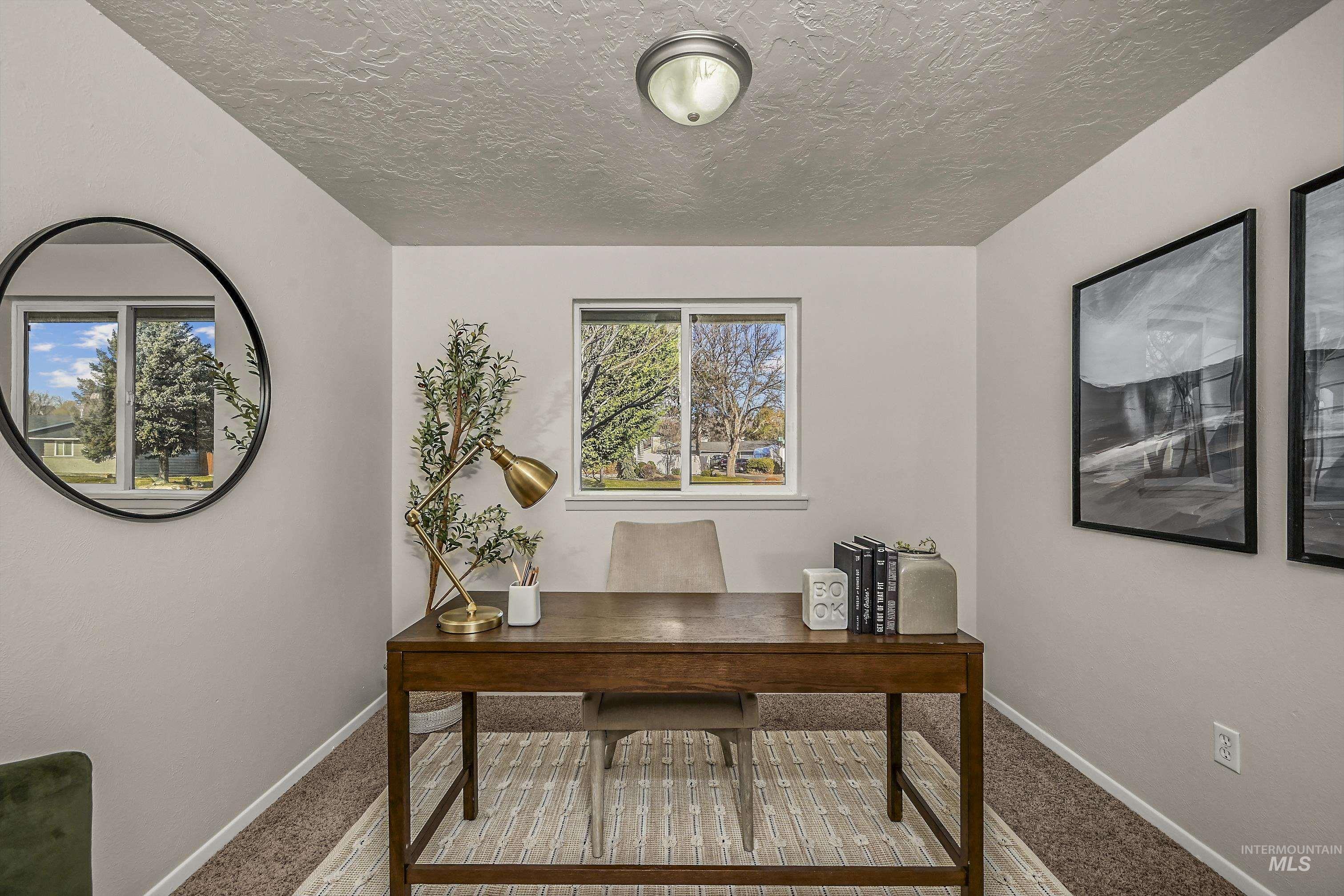 Bedroom with carpet flooring