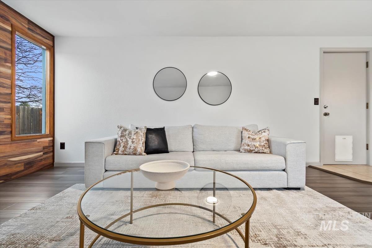 Living area featuring wood finished floors