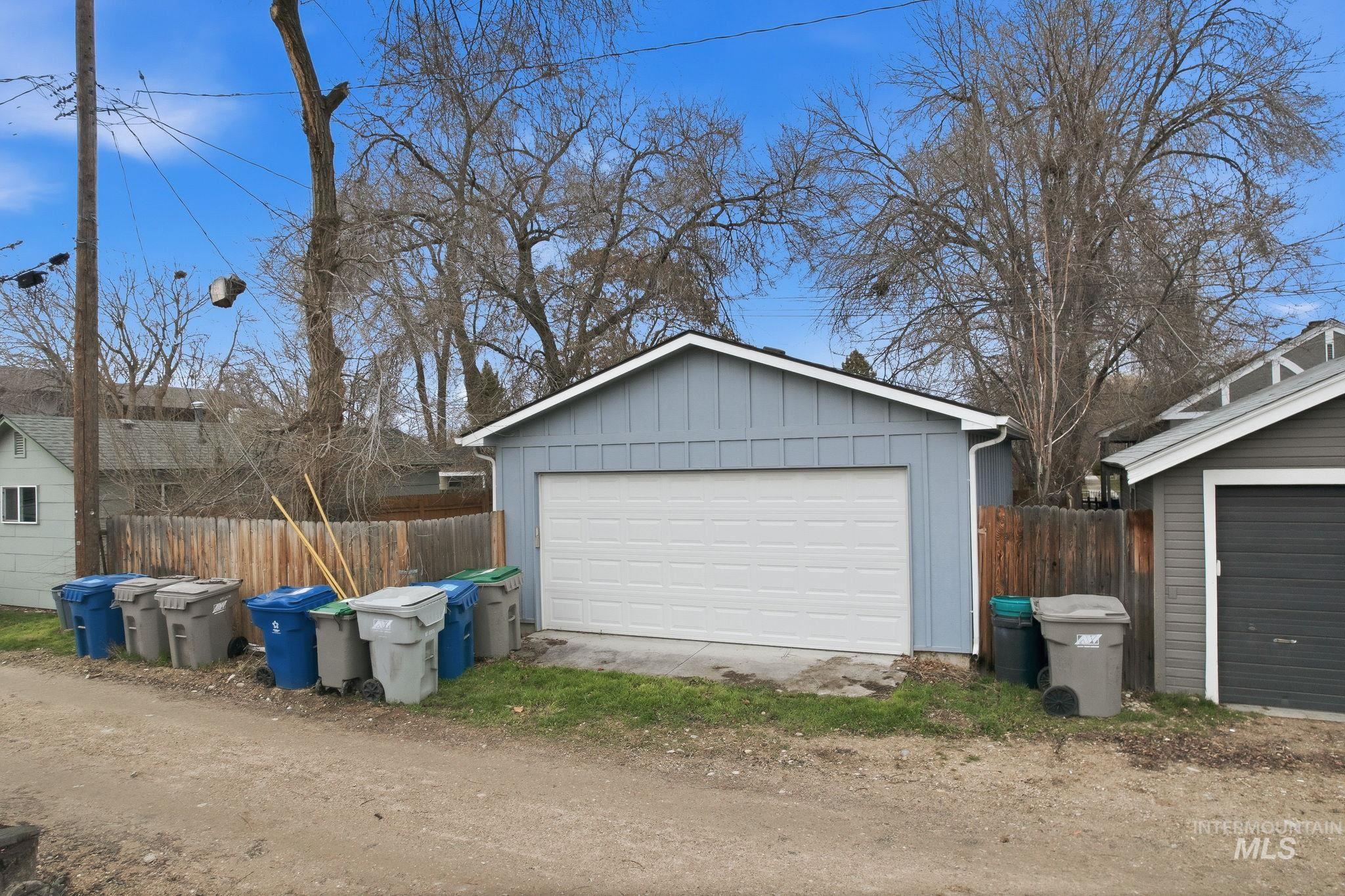 View of detached garage