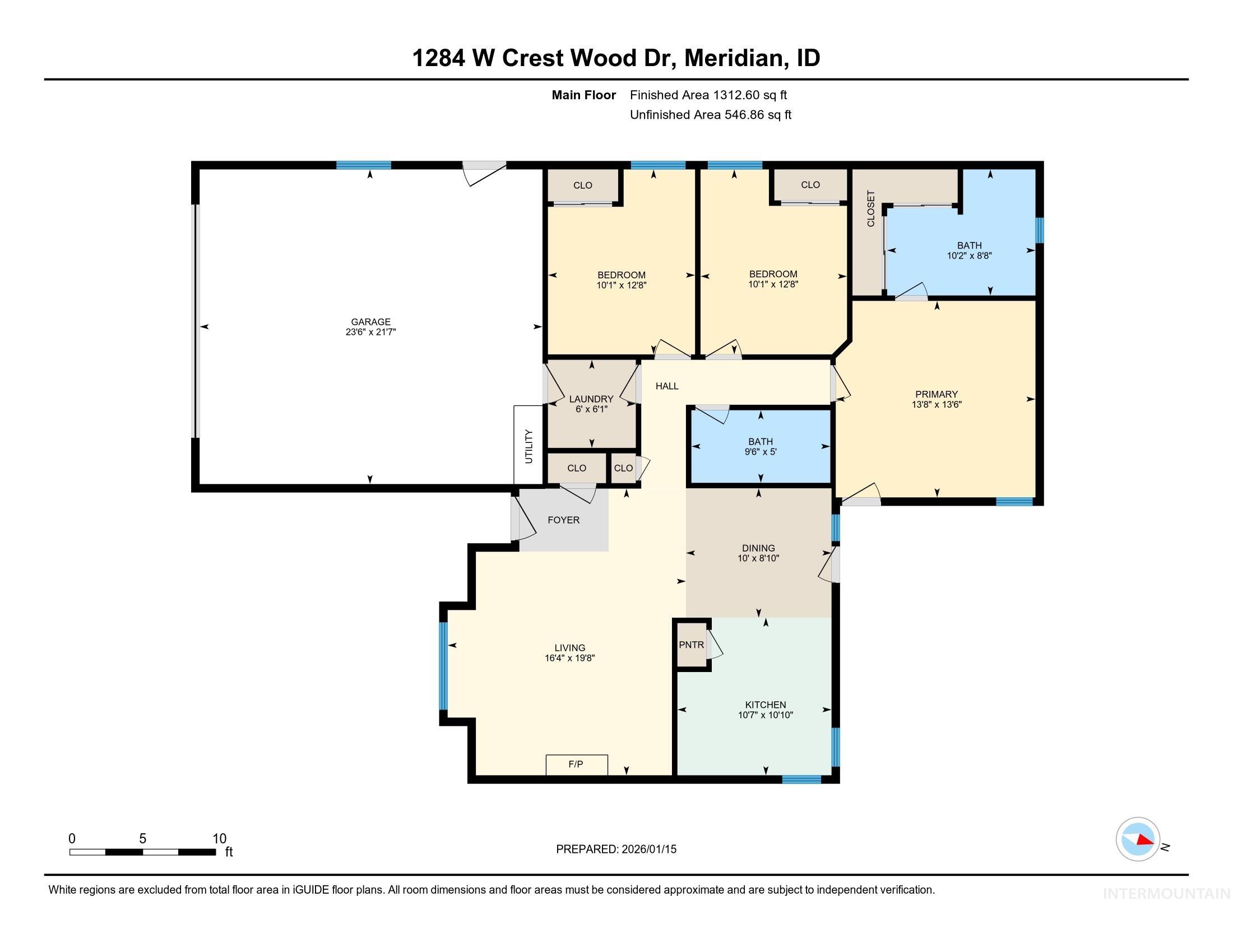 1284 W Crest Wood Dr, Meridian, Idaho 83642, 3 Bedrooms, 2 Bathrooms, Residential For Sale, Price $380,000,MLS 98972193