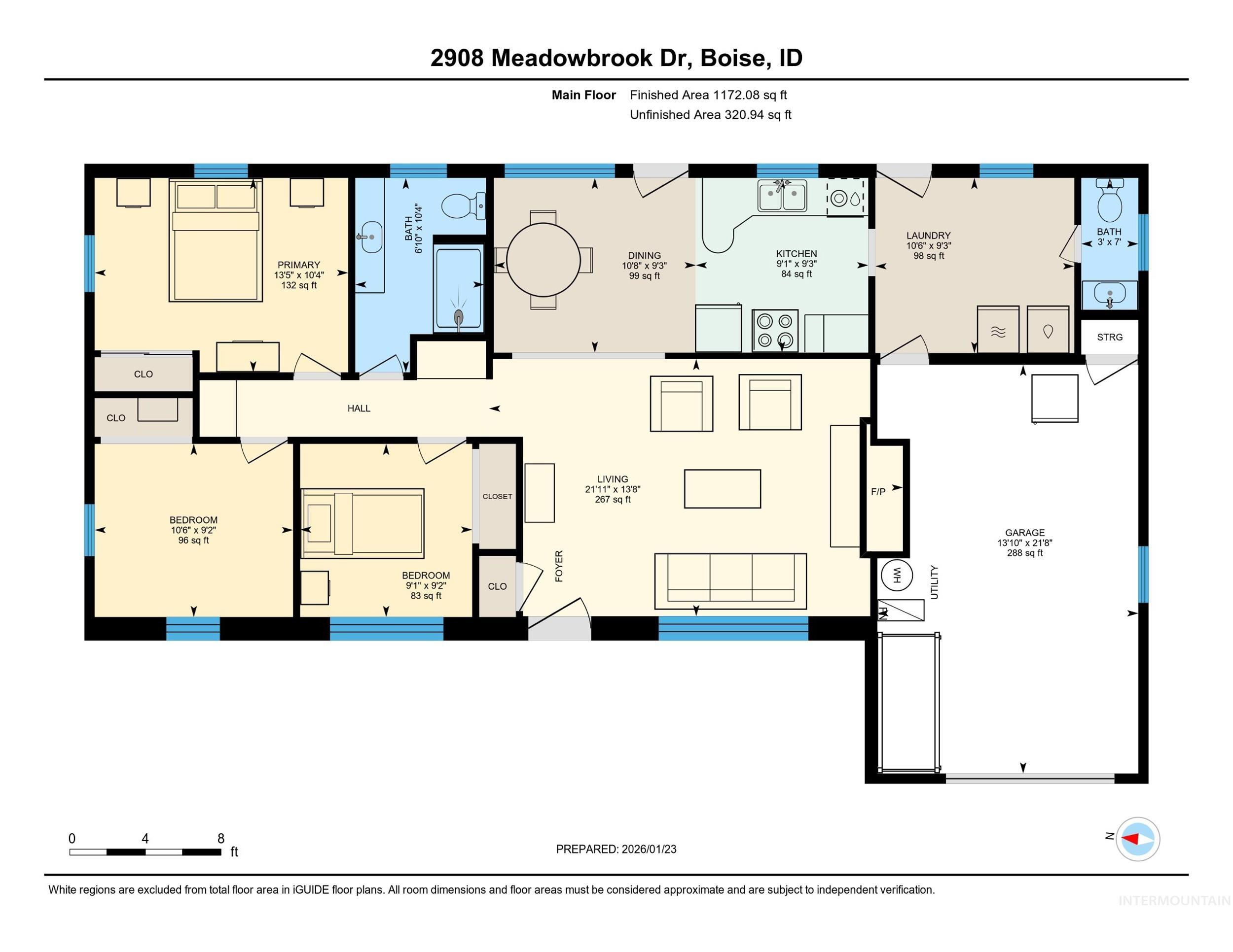 2908 S Meadowbrook, Boise, Idaho 83705-4640, 3 Bedrooms, 1.5 Bathrooms, Residential For Sale, Price $450,000,MLS 98972587