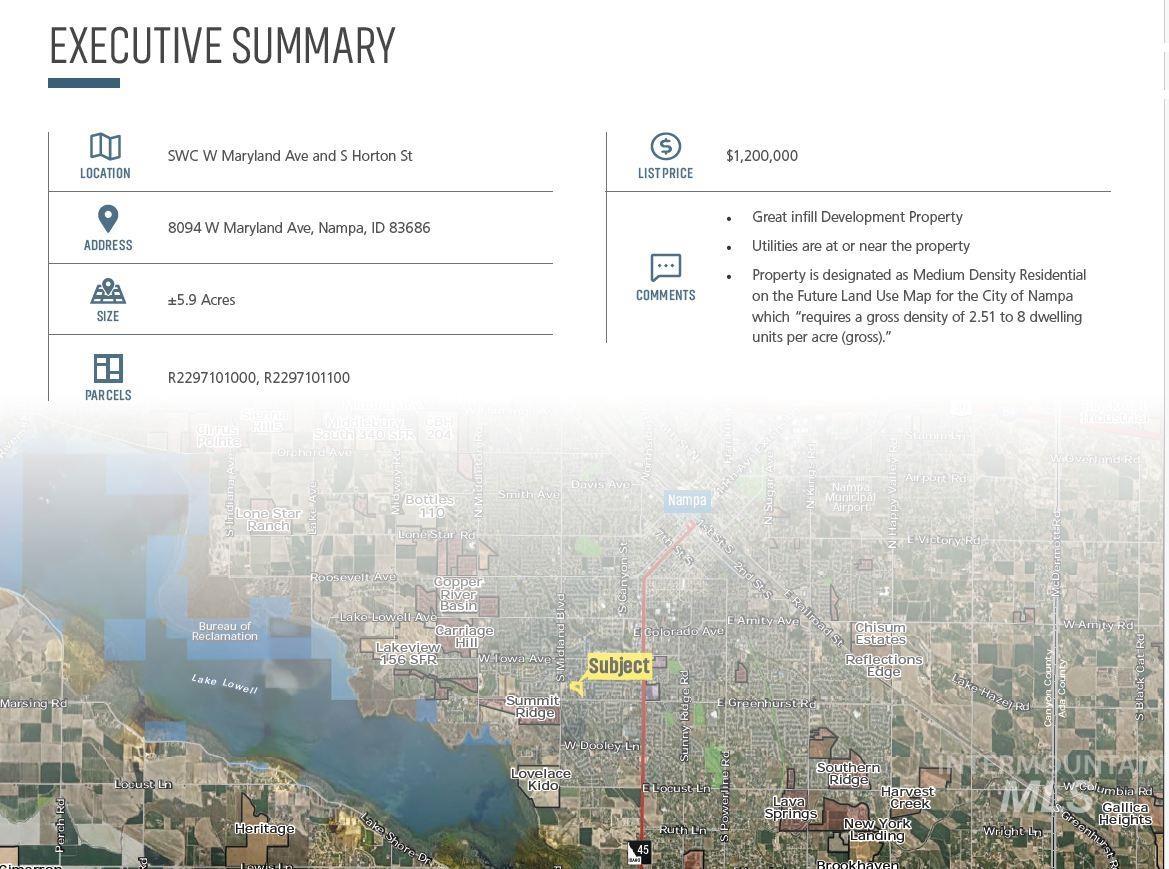 8094 W Maryland Ave, Nampa, Idaho 83686, Land For Sale, Price $1,200,000,MLS 98974342