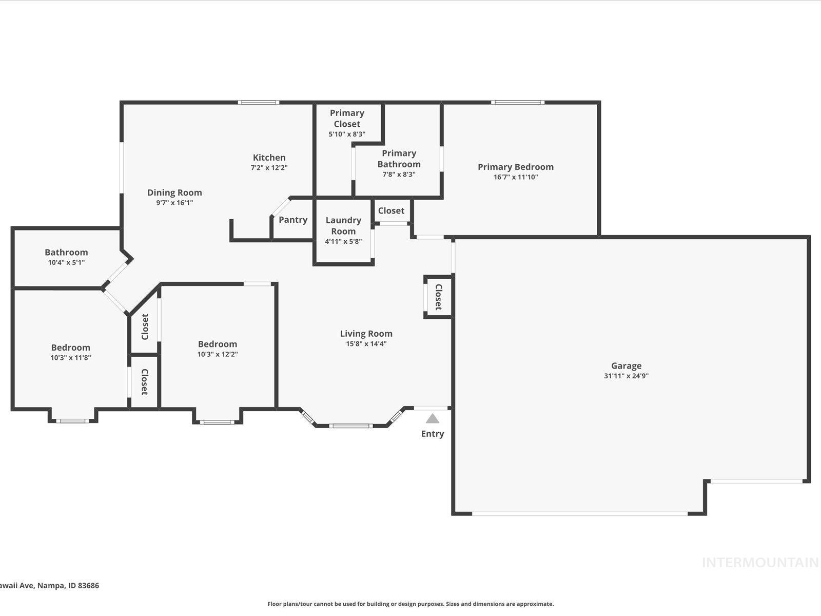 1624 W Hawaii Ave, Nampa, Idaho 83686, 3 Bedrooms, 2 Bathrooms, Residential For Sale, Price $359,990, 98975777