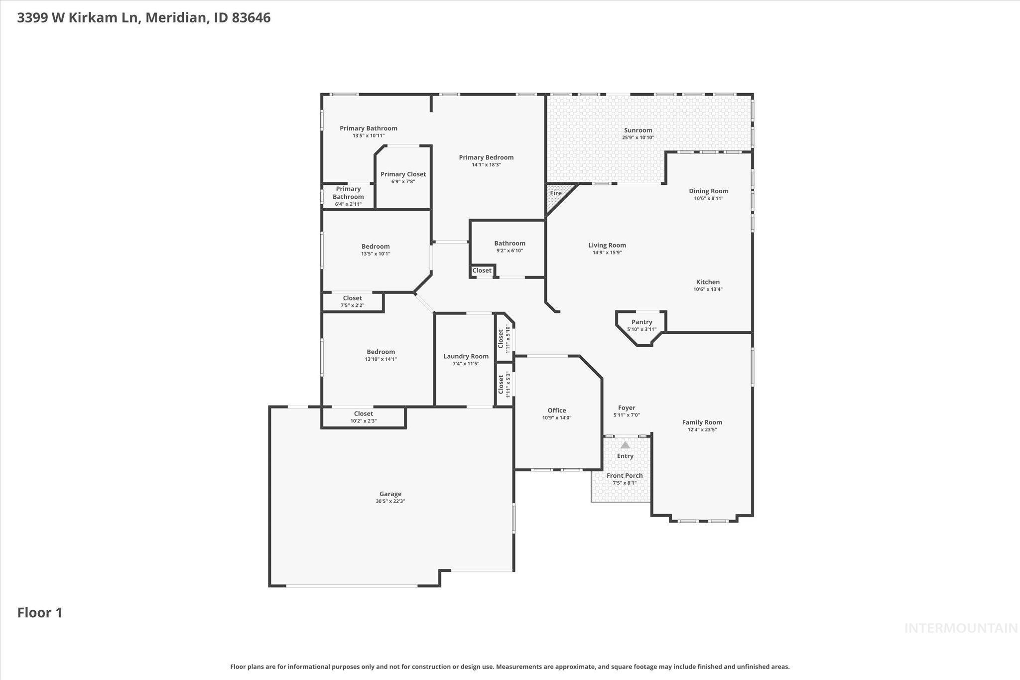 3399 W Kirkam Ln, Meridian, Idaho 83646, 4 Bedrooms, 2 Bathrooms, Residential For Sale, Price $629,000, 98976714