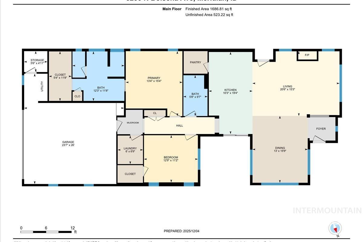 6230 N Bolsena Lane, Meridian, Idaho 83646-7601, 2 Bedrooms, 2 Bathrooms, Residential For Sale, Price $609,000, 98977579