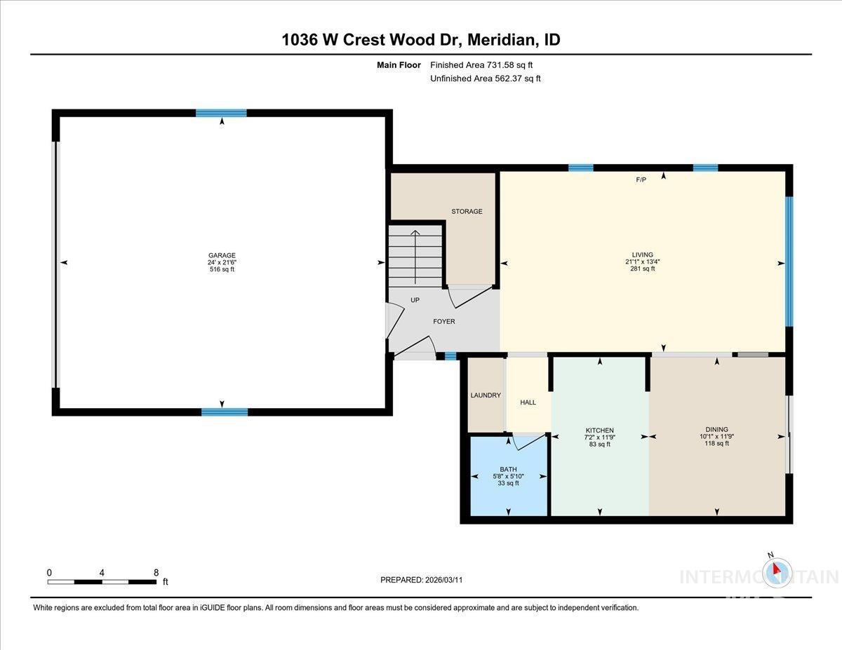 1036 W Crest Wood Dr, Meridian, Idaho 83642, 3 Bedrooms, 1.5 Bathrooms, Residential For Sale, Price $374,900, 98977703