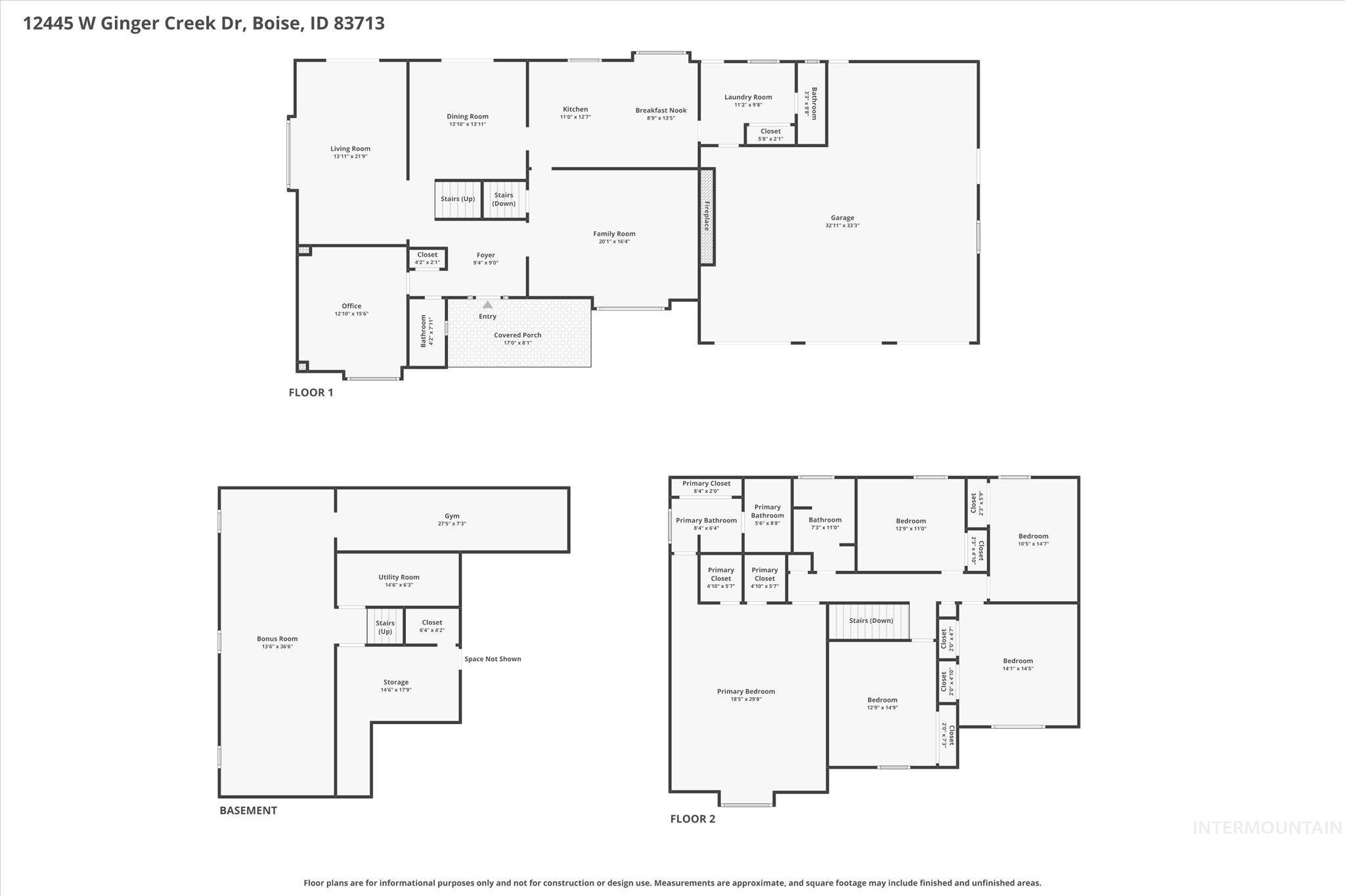 12445 W Ginger Creek, Boise, Idaho 83713, 5 Bedrooms, 4 Bathrooms, Residential For Sale, Price $1,324,900,MLS 98977979