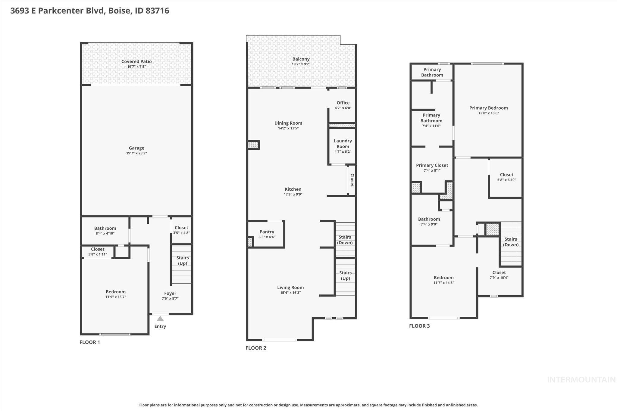 3693 E Parkcenter Blvd, Boise, Idaho 83716, 3 Bedrooms, 3 Bathrooms, Residential For Sale, Price $629,900, 98981159