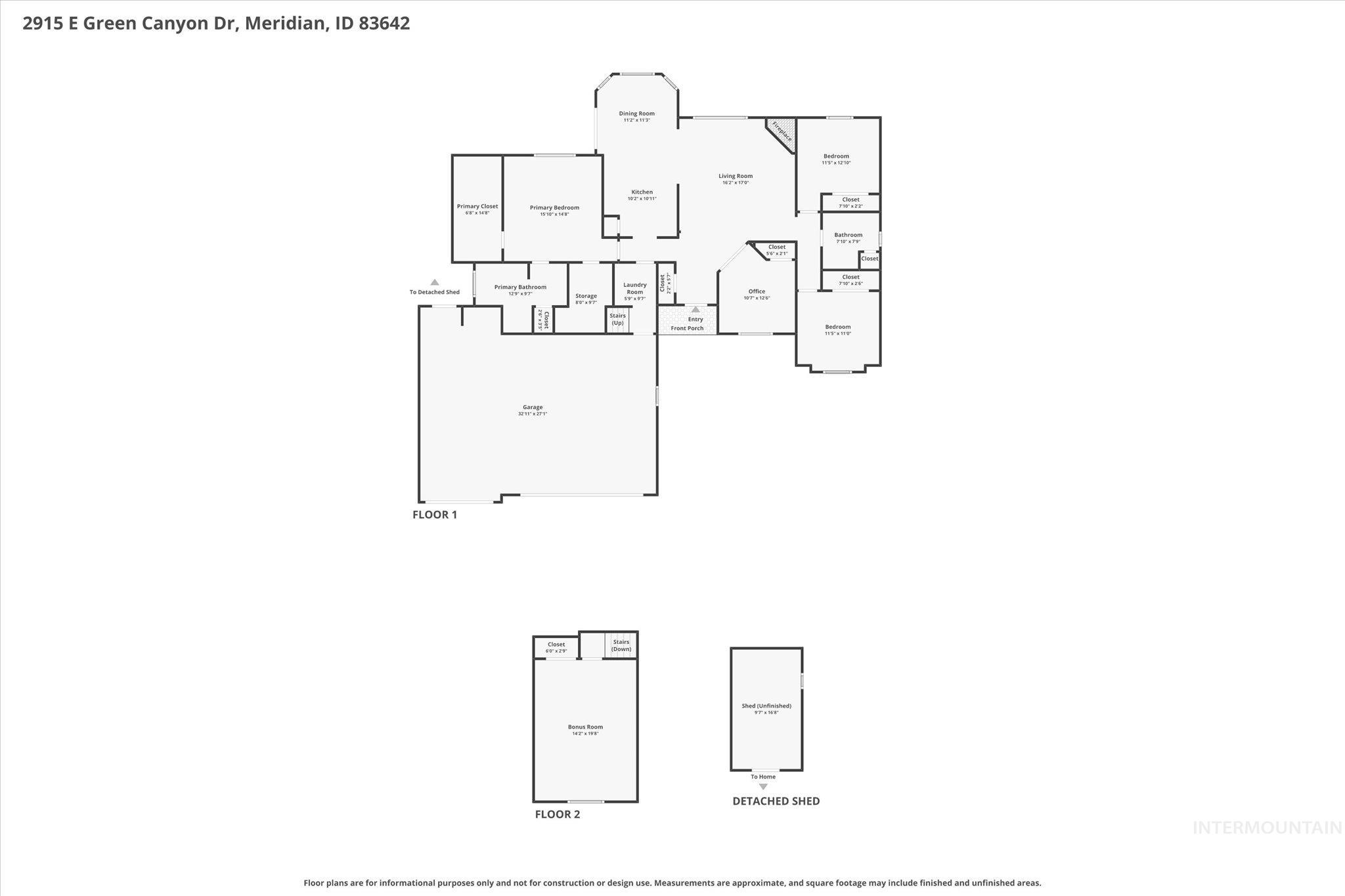 2915 E Green Canyon Dr, Meridian, Idaho 83642, 4 Bedrooms, 2 Bathrooms, Residential For Sale, Price $550,000, 98981169