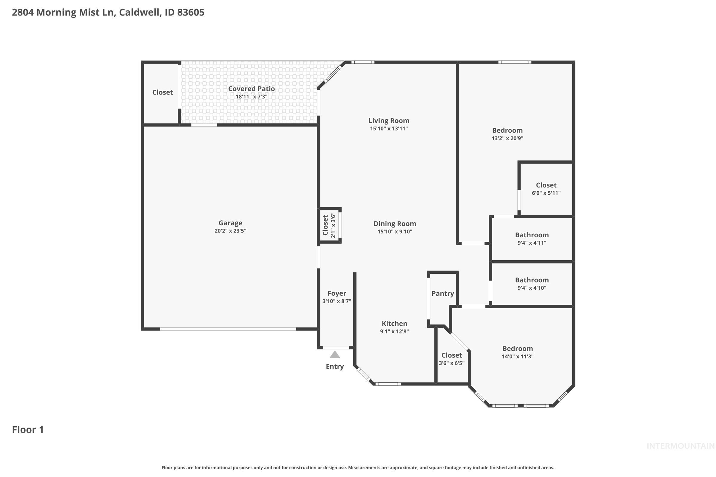 2804 Morning Mist Lane, Caldwell, Idaho 83605-7024, 2 Bedrooms, 2 Bathrooms, Residential For Sale, Price $275,000, 98981239